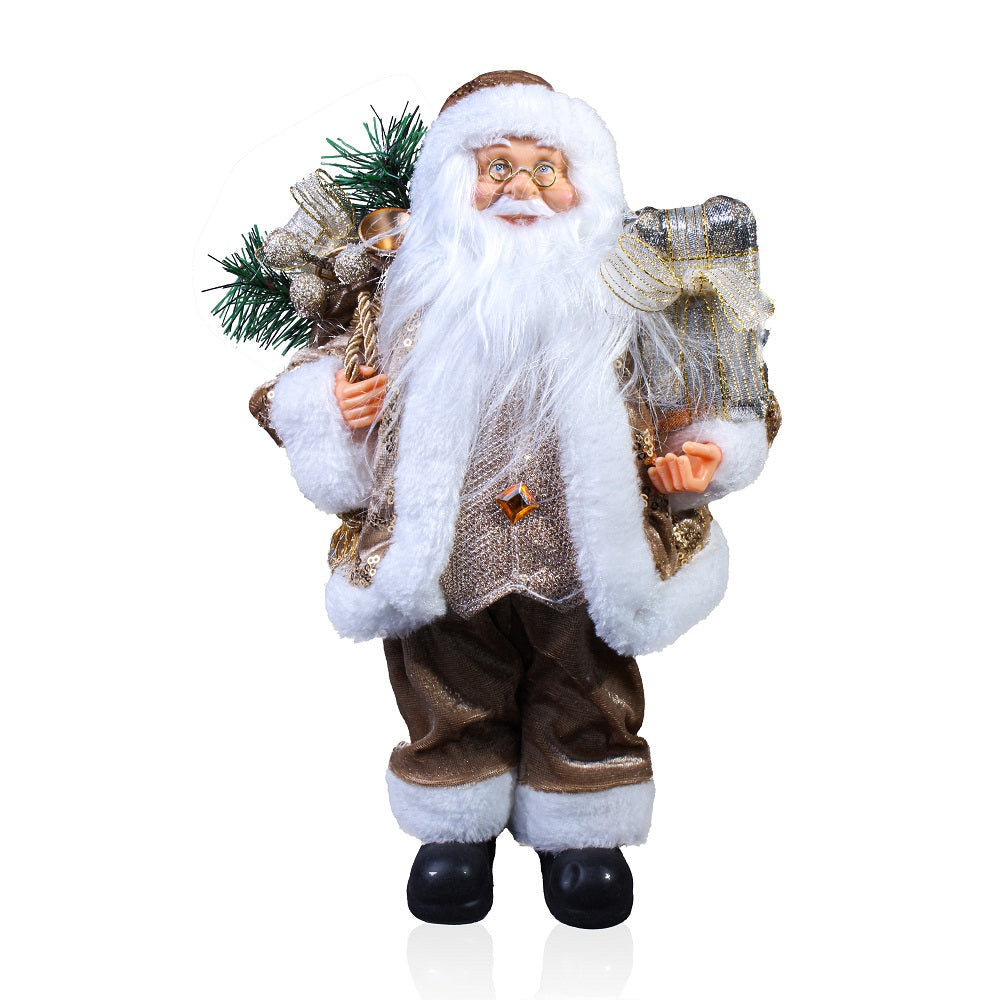 Figurine Christmas Santa Velvet Metallic Assorted 30Cm 1Pc