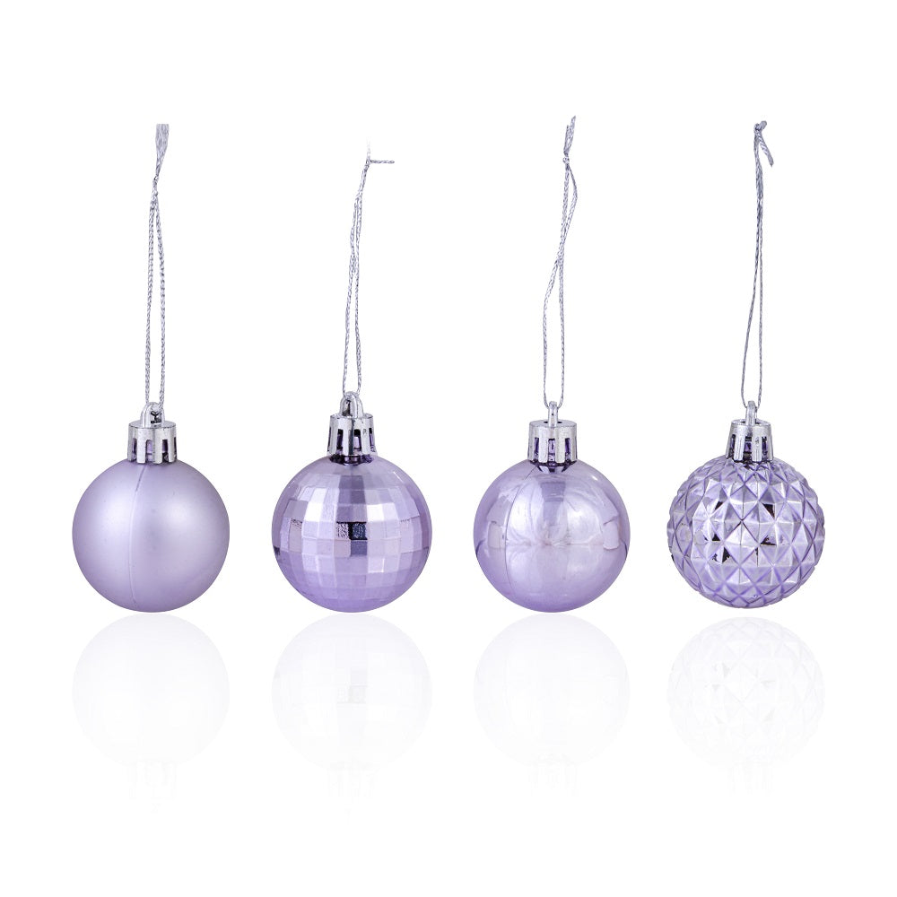 Christmas Baubles Lilac 40Mm 24Pc Acetate