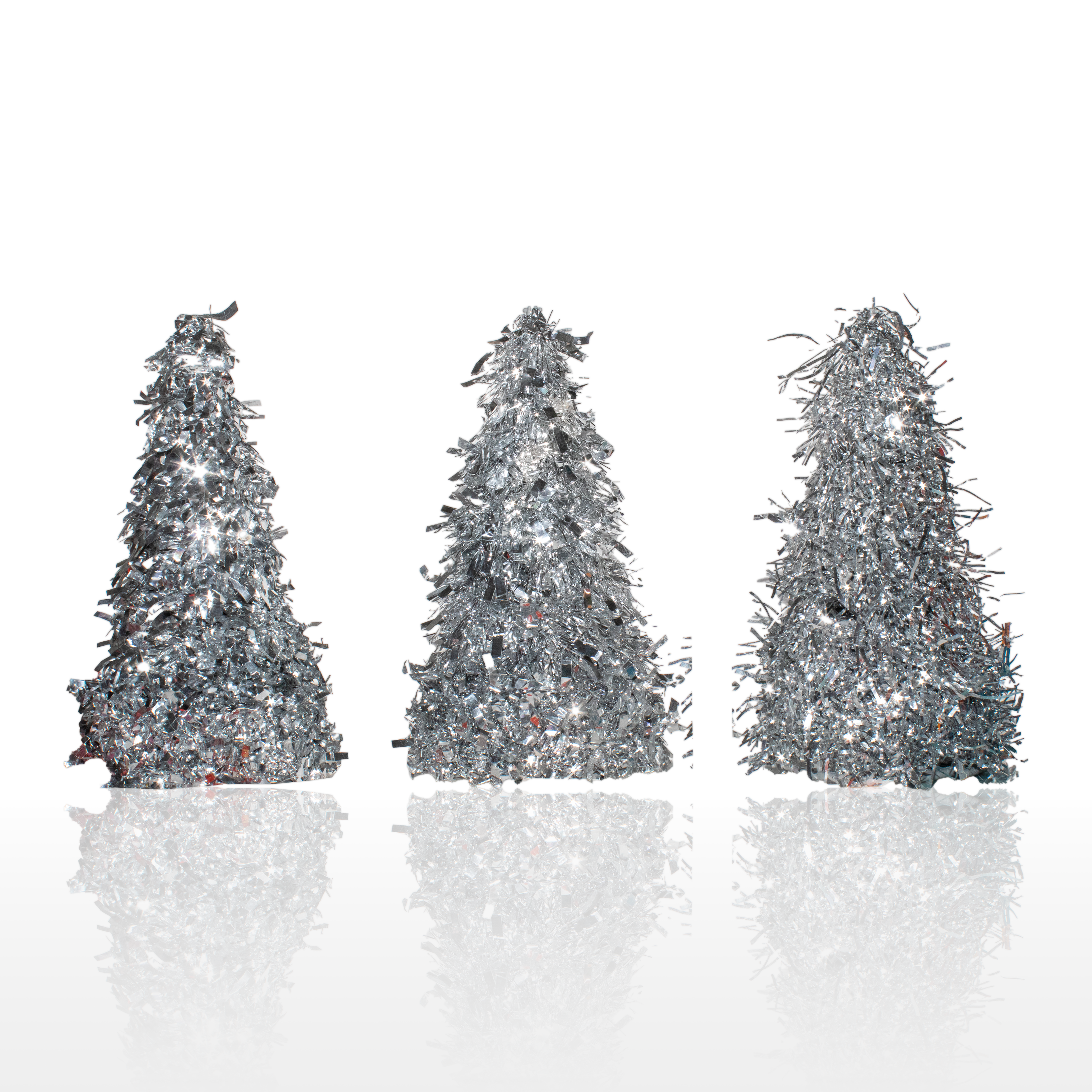 Tinsel Cone Tree - Silver, assorted design 26Cm, 1Pc