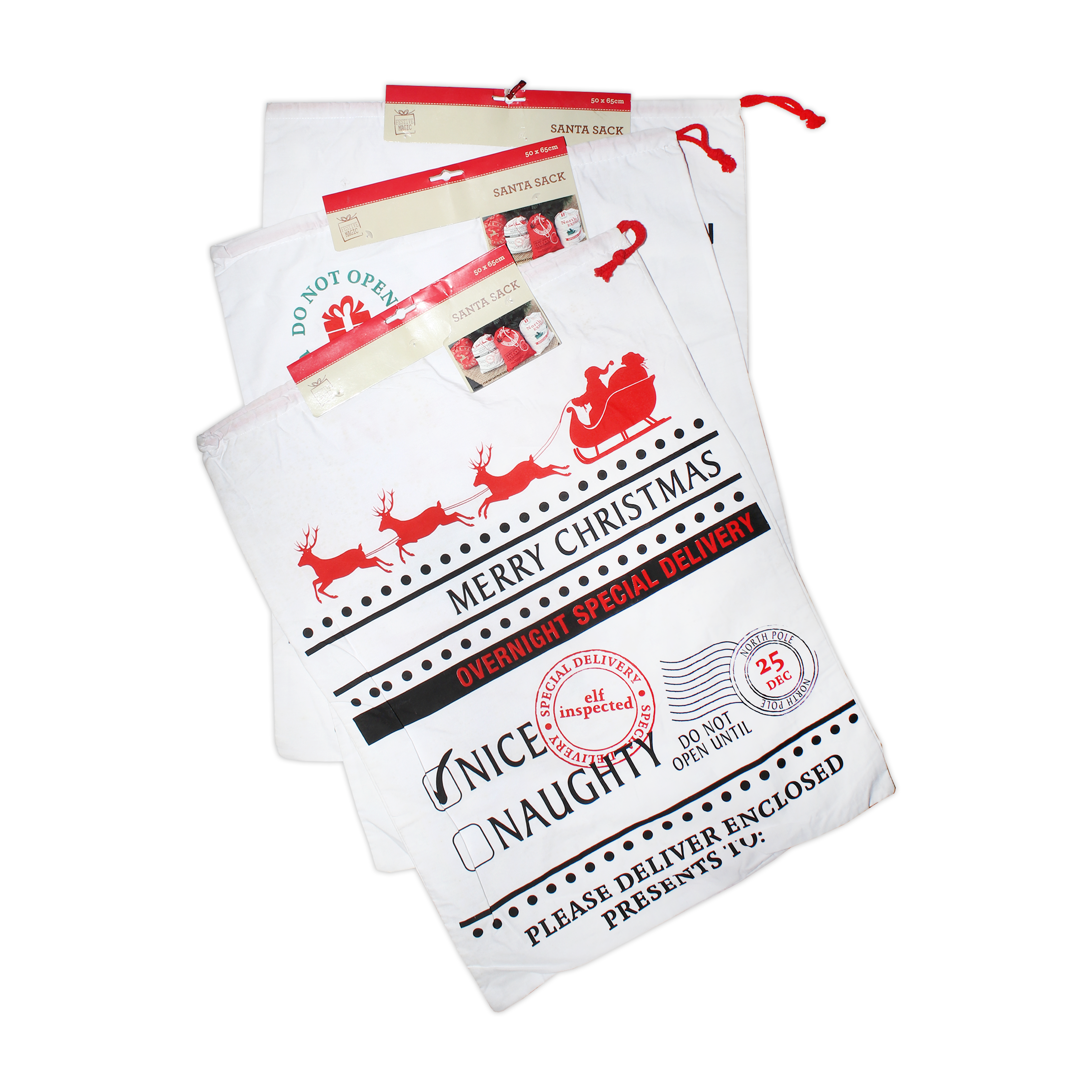Santa Sack White Merry Christmas 50x65cm XB2959