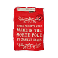 Santa Sack Red W/Gold Print Santa Elves