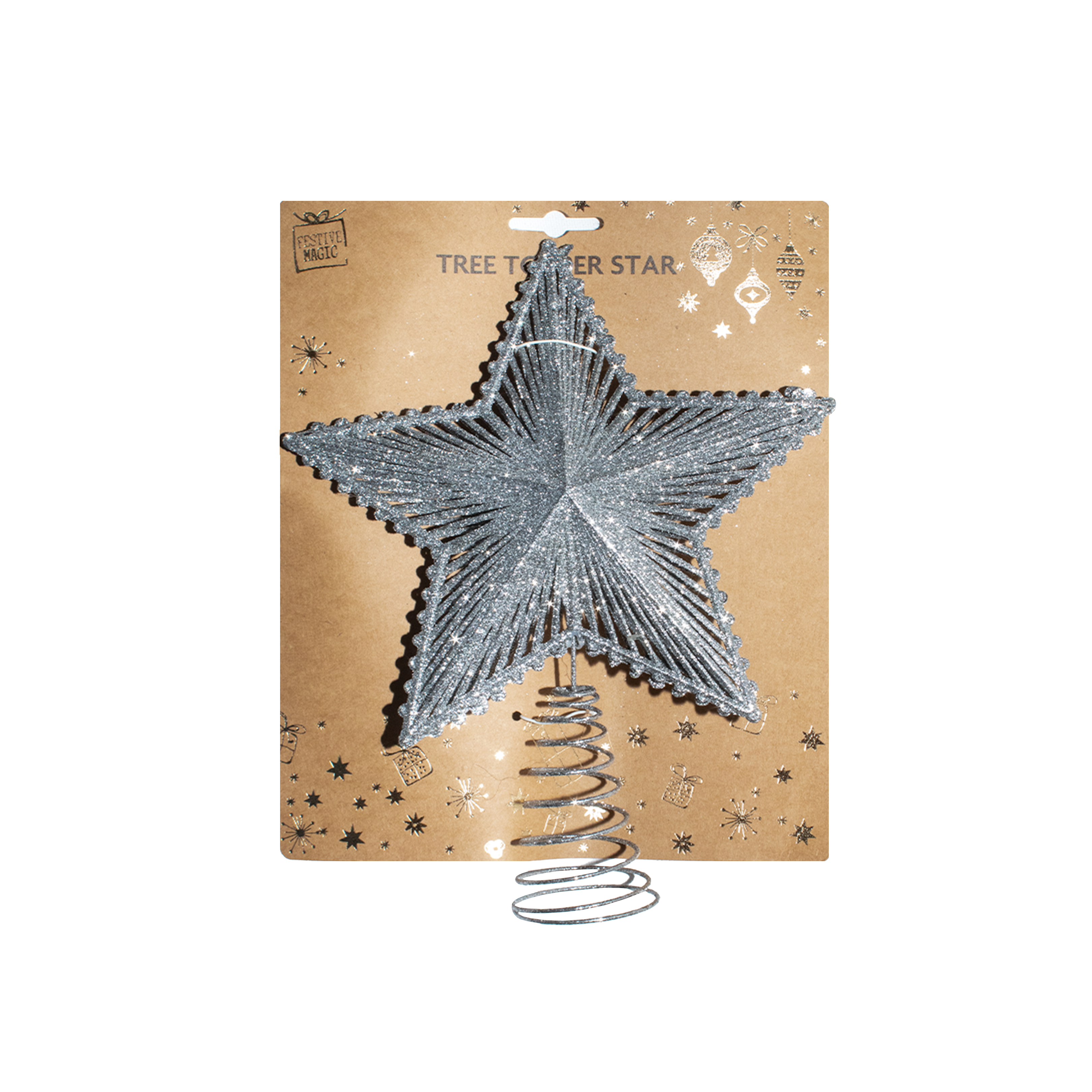 Tree Topper - Star, 20cm, Assorted  Color / Assorted Design 1pc