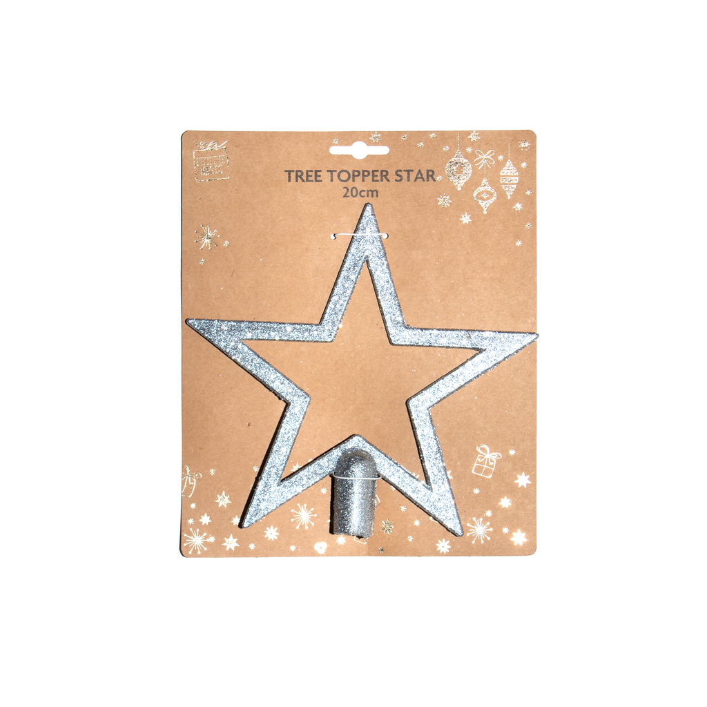 Tree Topper - Star, 20cm, Assorted  Color / Assorted Design 1pc