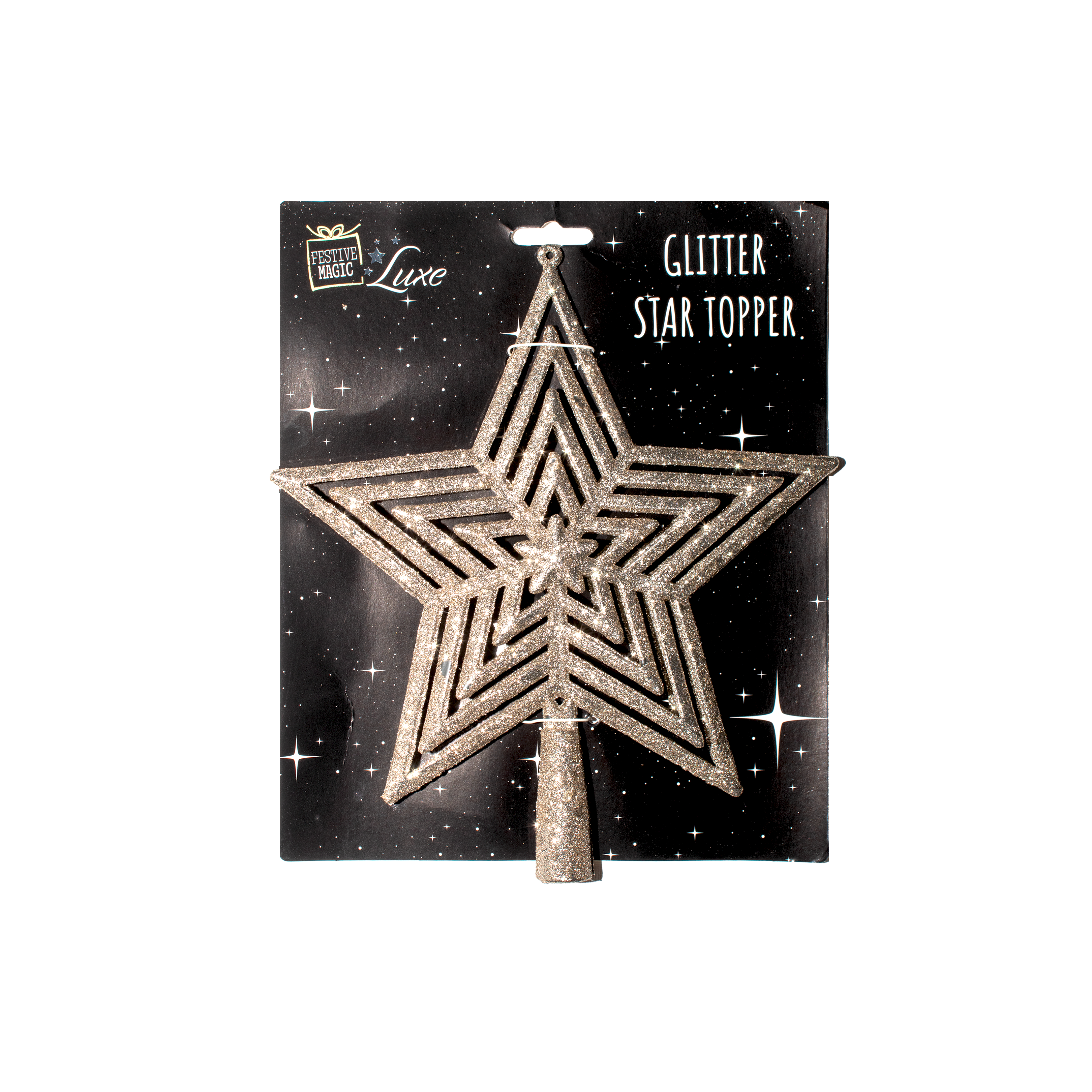 Tree Topper - Star, 20cm, Assorted  Color / Assorted Design 1pc
