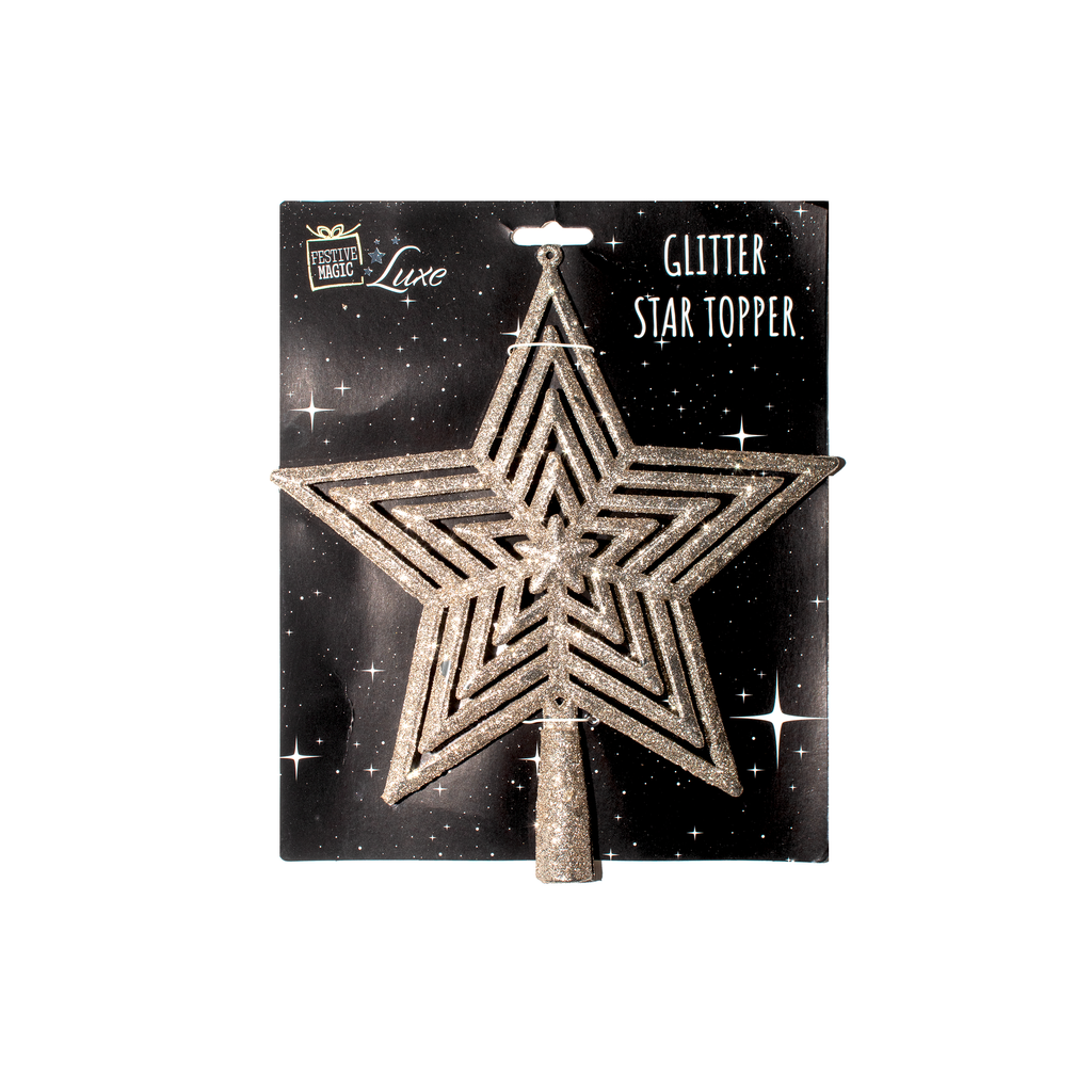 Tree Topper - Star, 20cm, Assorted  Color / Assorted Design 1pc