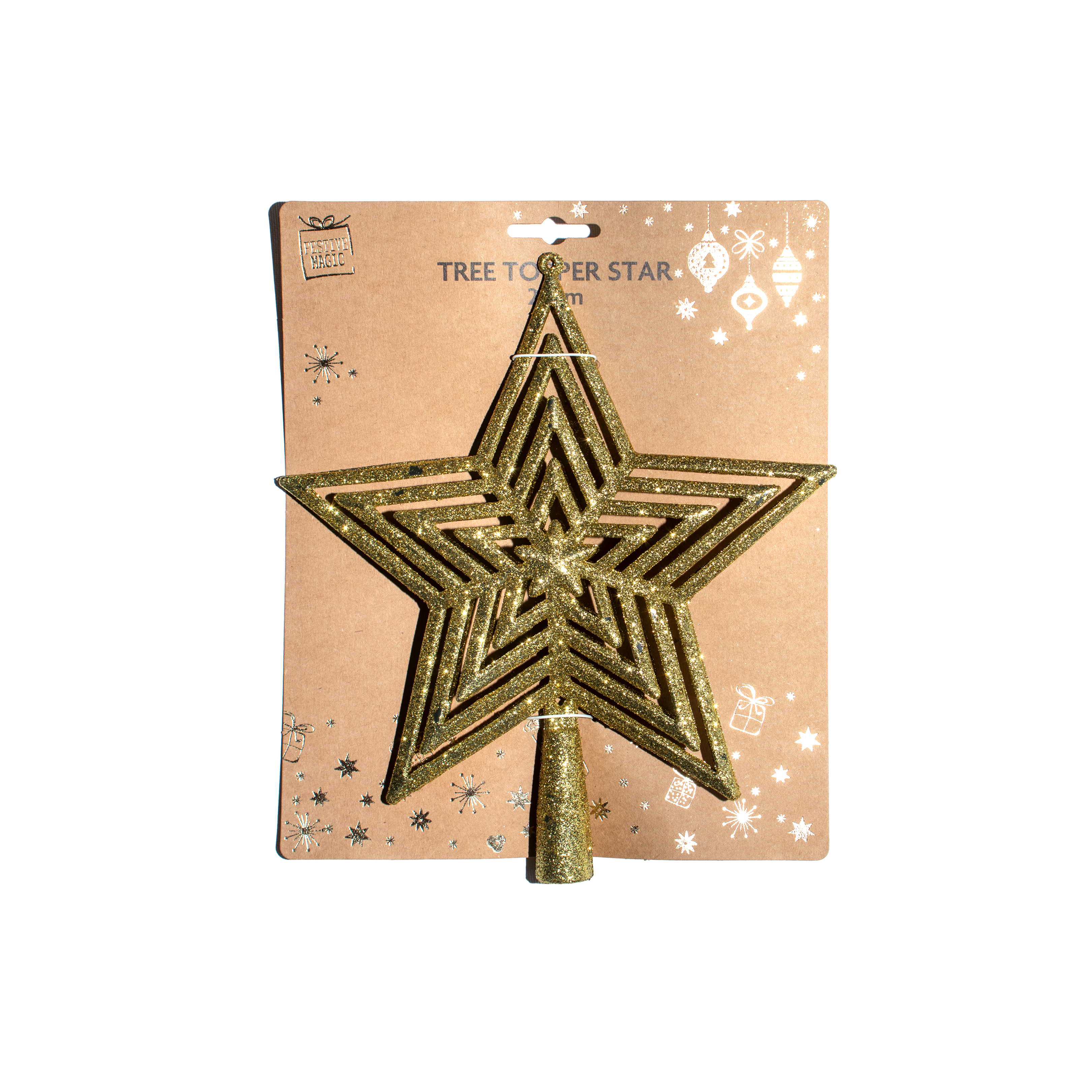 Tree Topper - Star, 20cm, Assorted  Color / Assorted Design 1pc