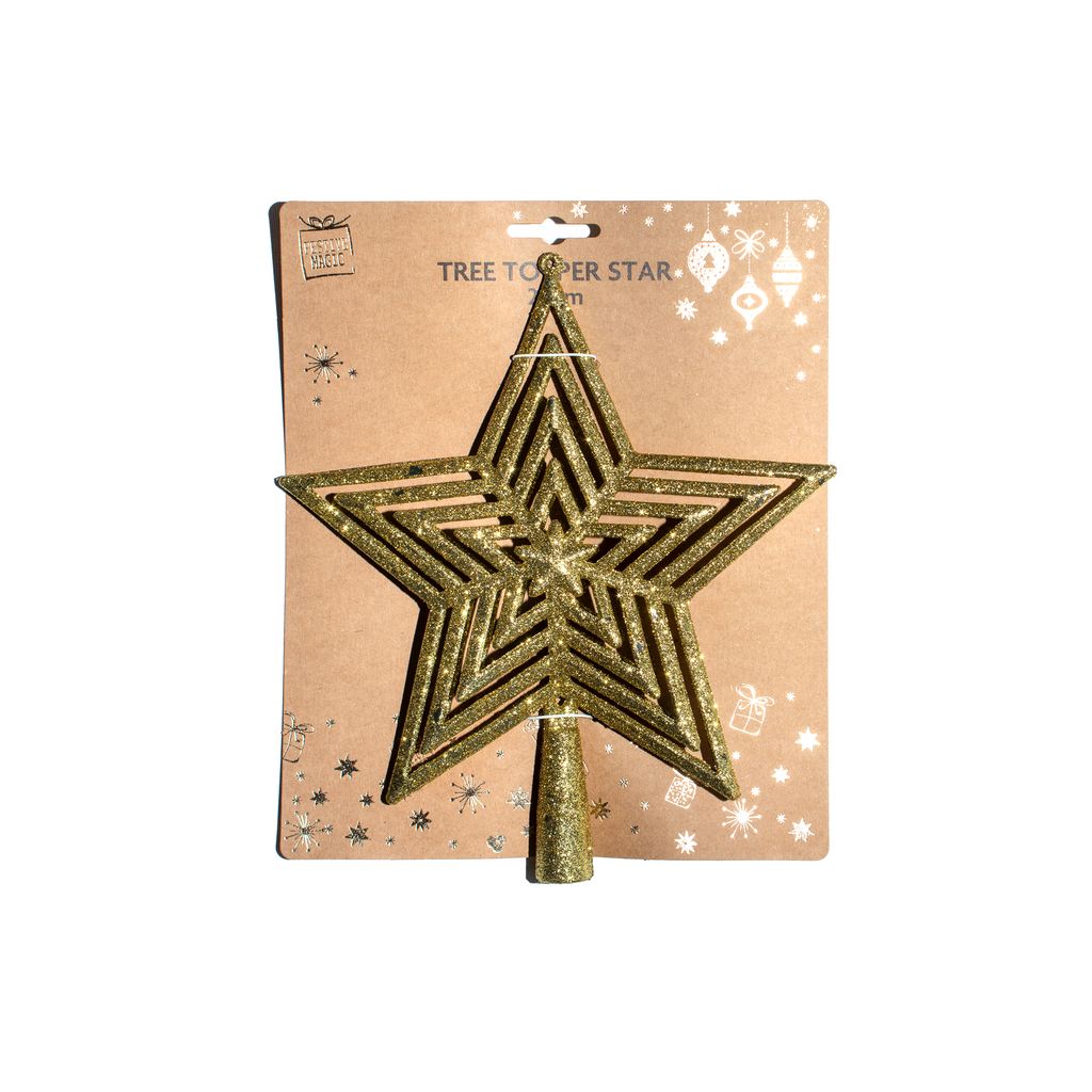 Tree Topper - Star, 20cm, Assorted  Color / Assorted Design 1pc
