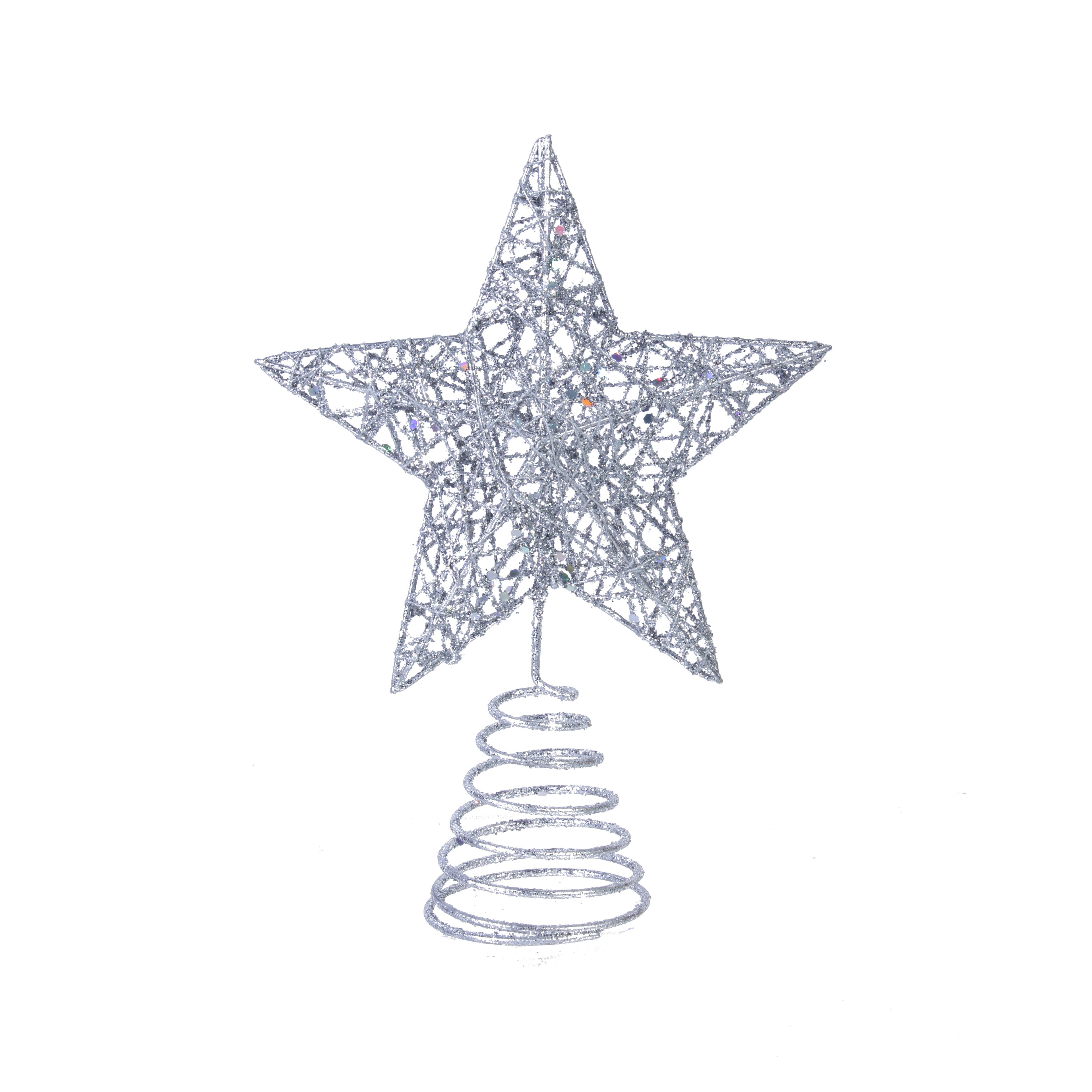 Glitter Tree Topper - Star, Assorted colours , 20cm, 1pc