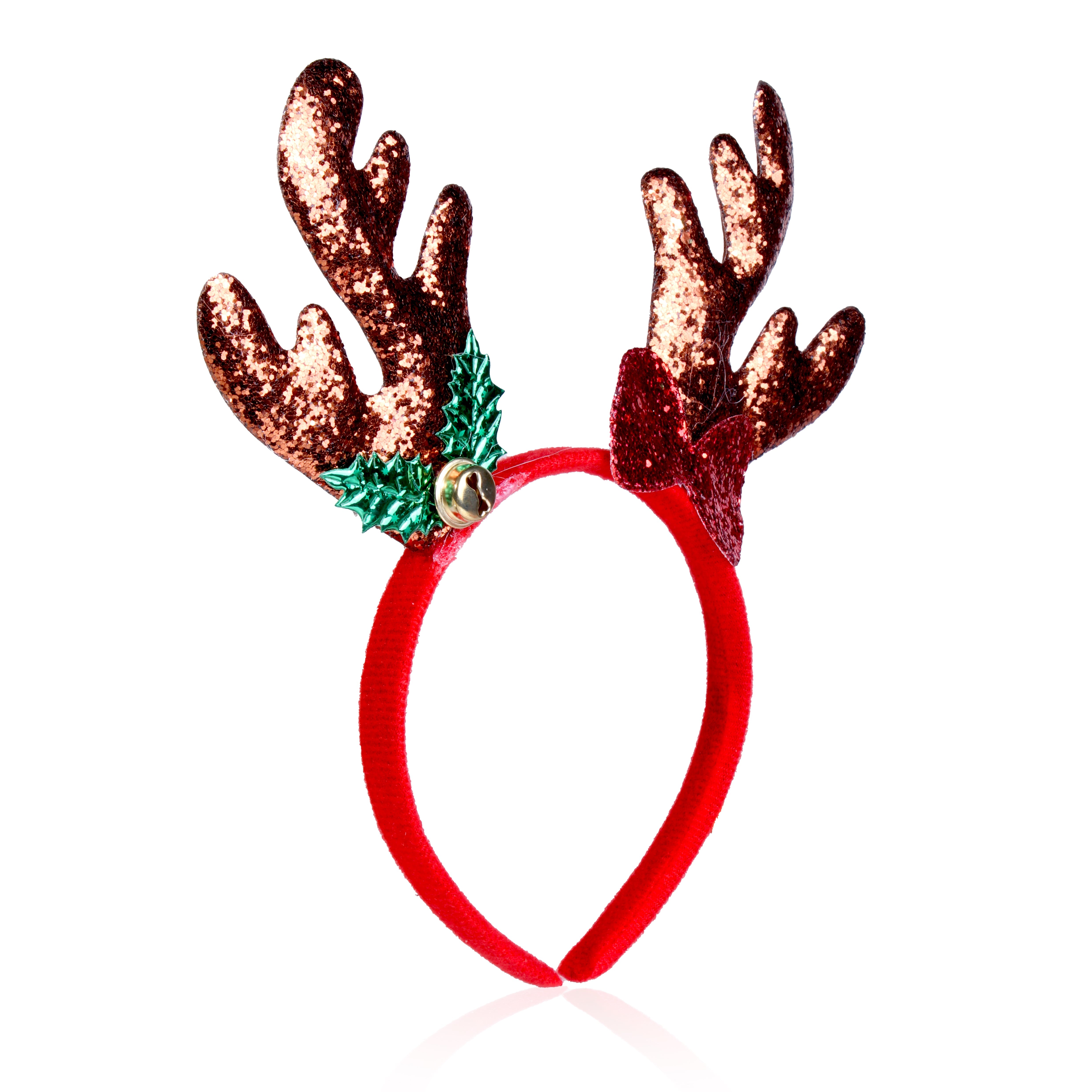 Glitter Headband Antlers Holly Bow Assorted 1Pc