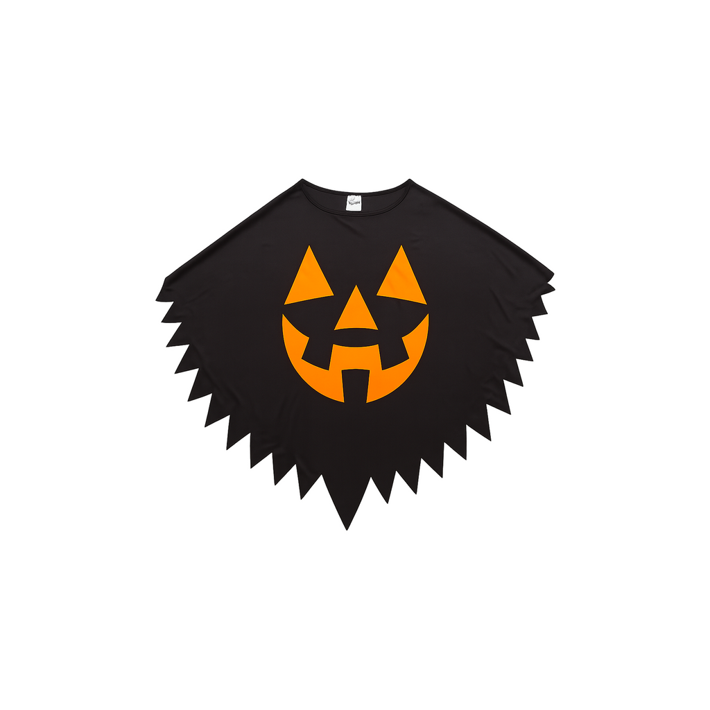 Halloween Poncho for kids Carved Pumpkin 1pc