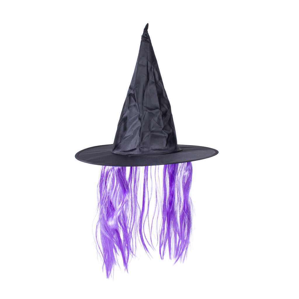 Witch Hat with Hair Purple 1pc