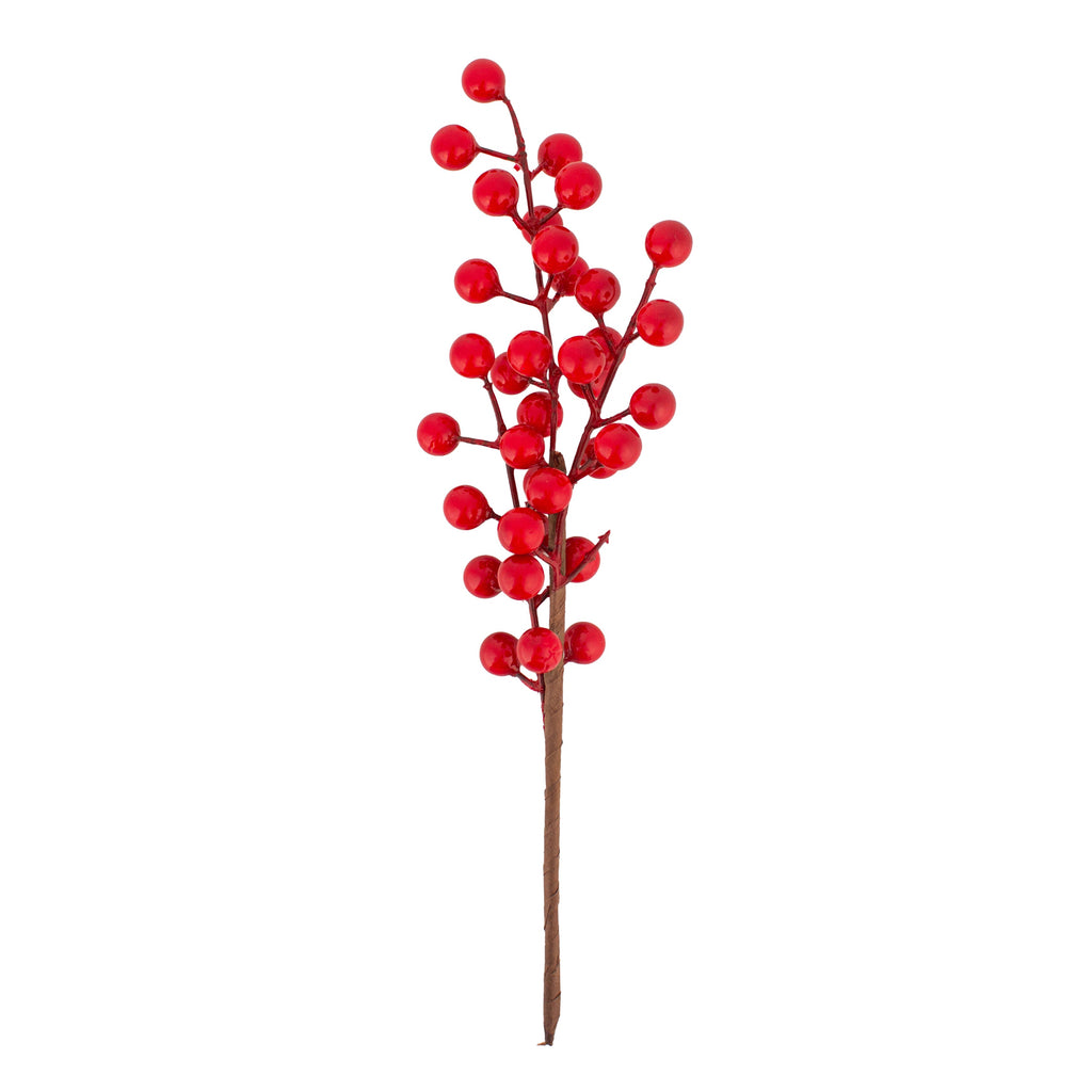 Christmas Decor Glossy Berry Stem Red 30cm 1pc