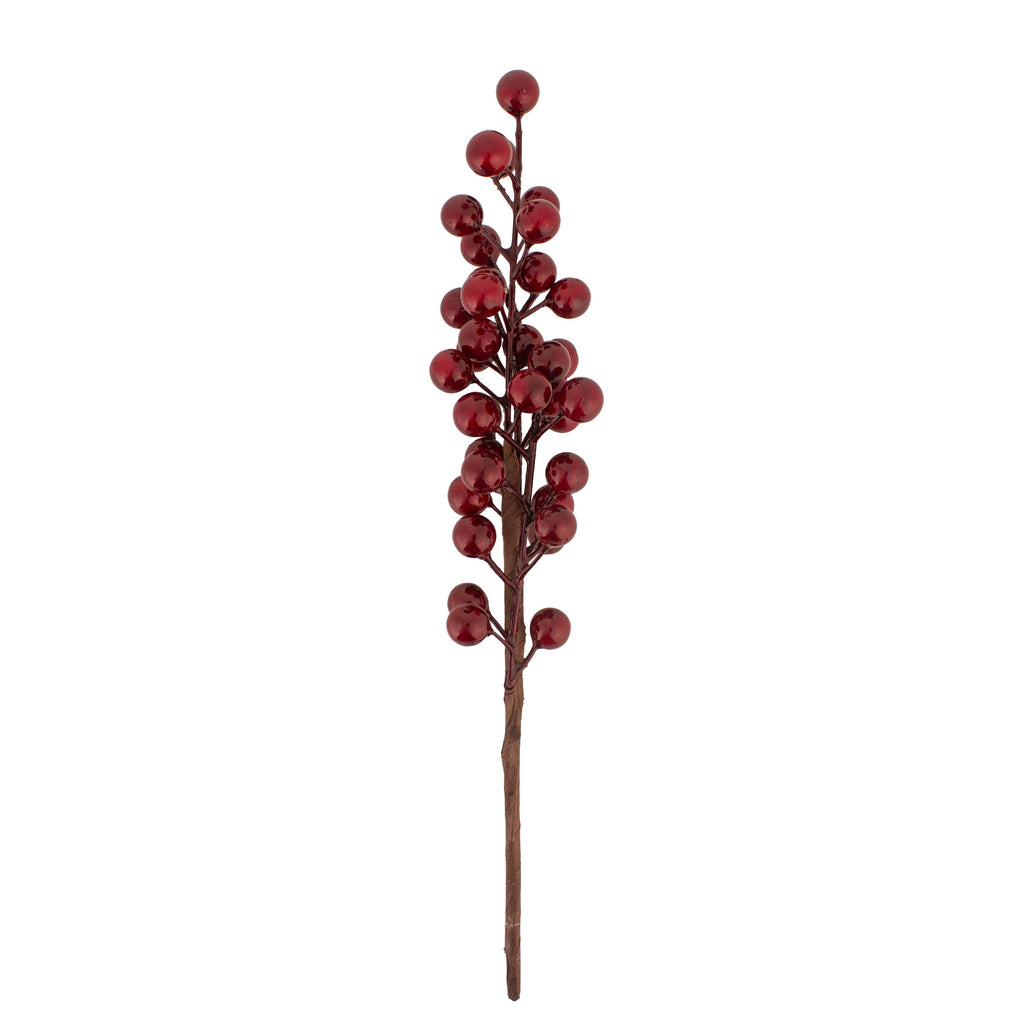 Christmas Decor Glossy Berry Stem Burgundy 30cm 1pc