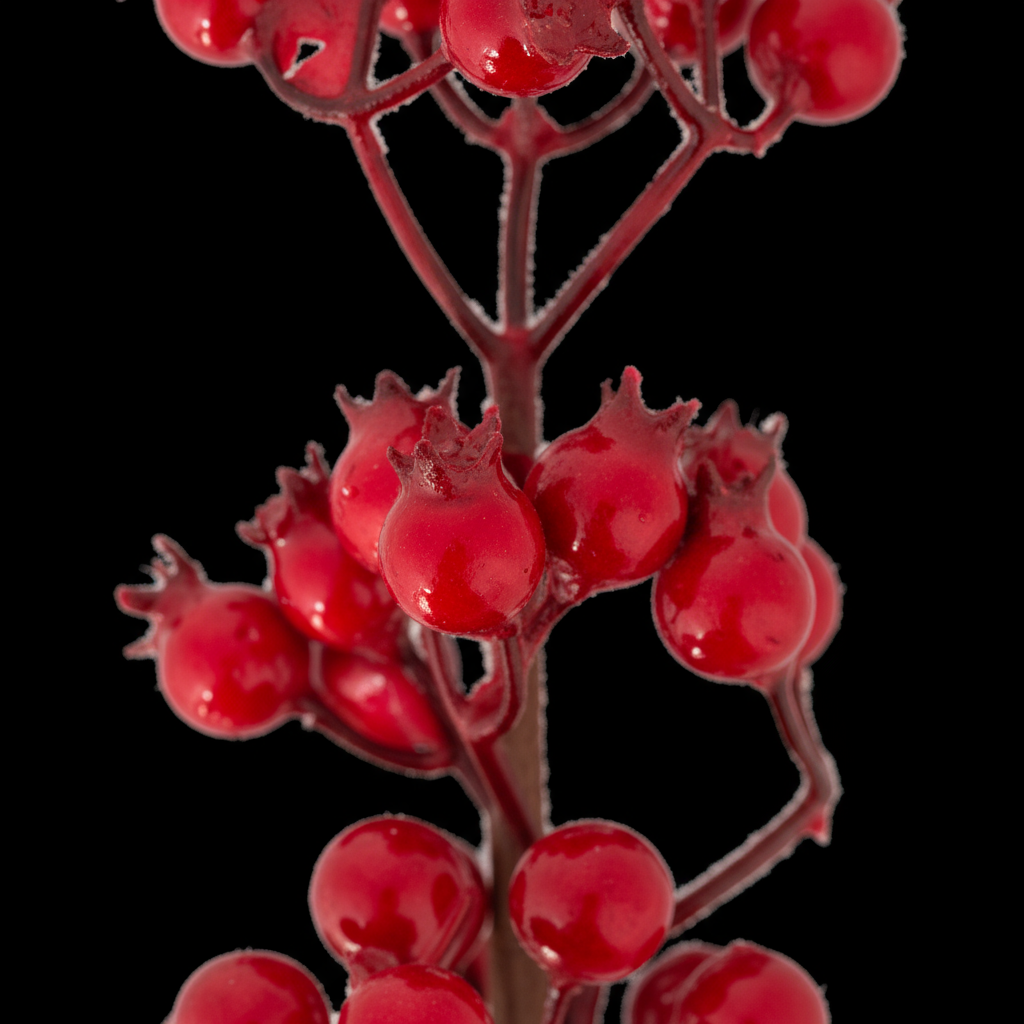 Christmas Decor Glossy Berry Bunch Stem Red 30cm 1pc
