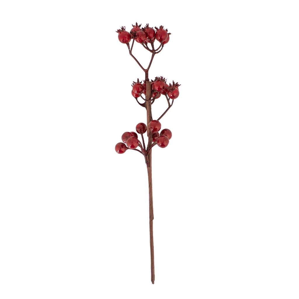 Christmas Decor Glossy Berry Bunch Stem Burgundy 30cm 1pc