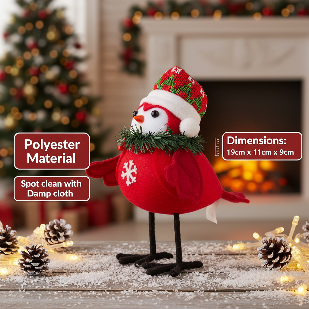 Christmas Decoration Festive Bird 19 X 11 X 9cm 1pc