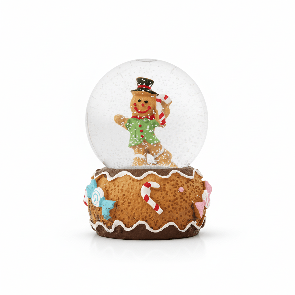 Christmas Decor Water Snow Globe with Base Gingerbread Man 45mm 1pc