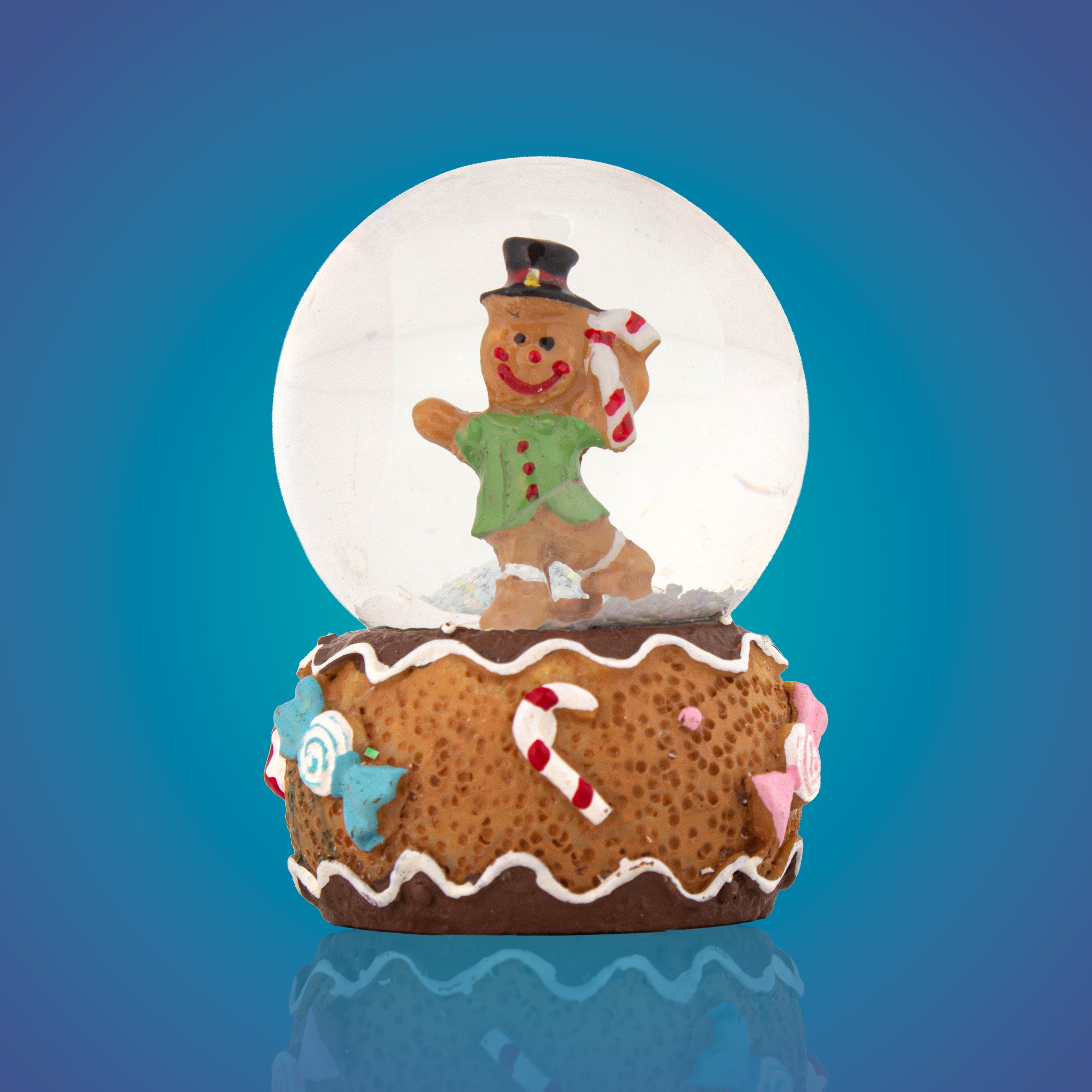 Christmas Decor Water Snow Globe with Base Gingerbread Man 45mm 1pc