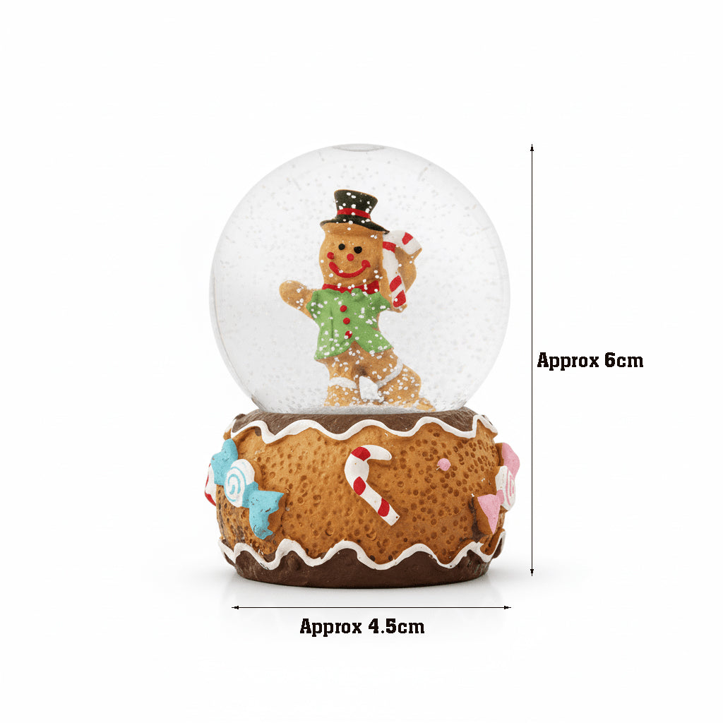 Christmas Decor Water Snow Globe with Base Gingerbread Man 45mm 1pc