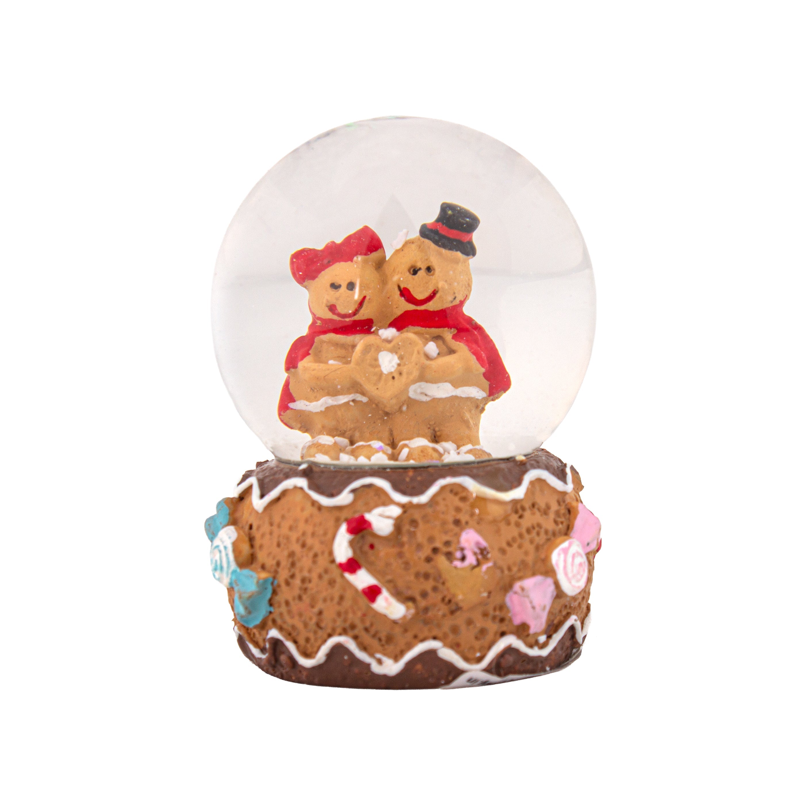 Christmas Decor Water Snow Globe with Base Gingerbread Celebration 45mm 1pc