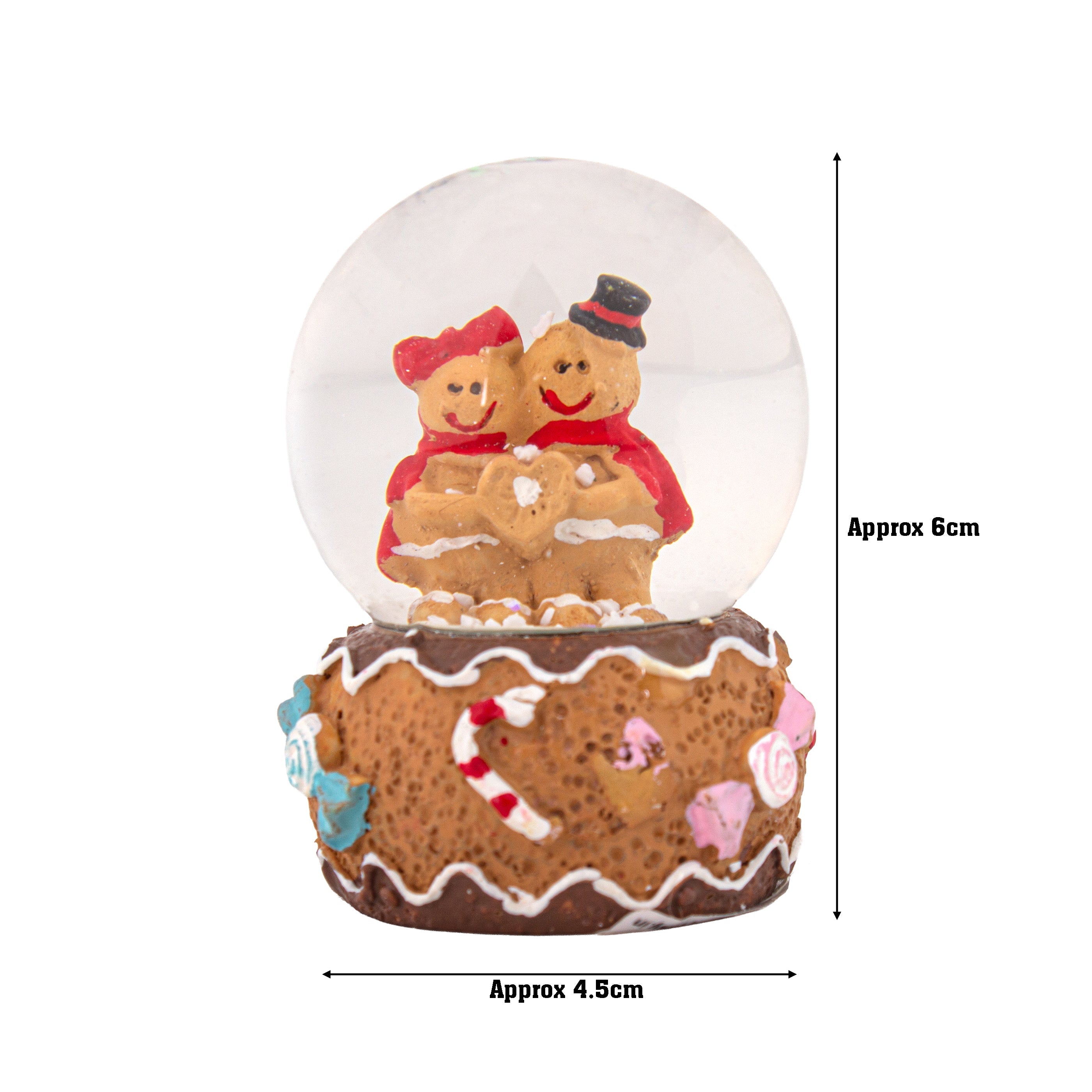Christmas Decor Water Snow Globe with Base Gingerbread Celebration 45mm 1pc