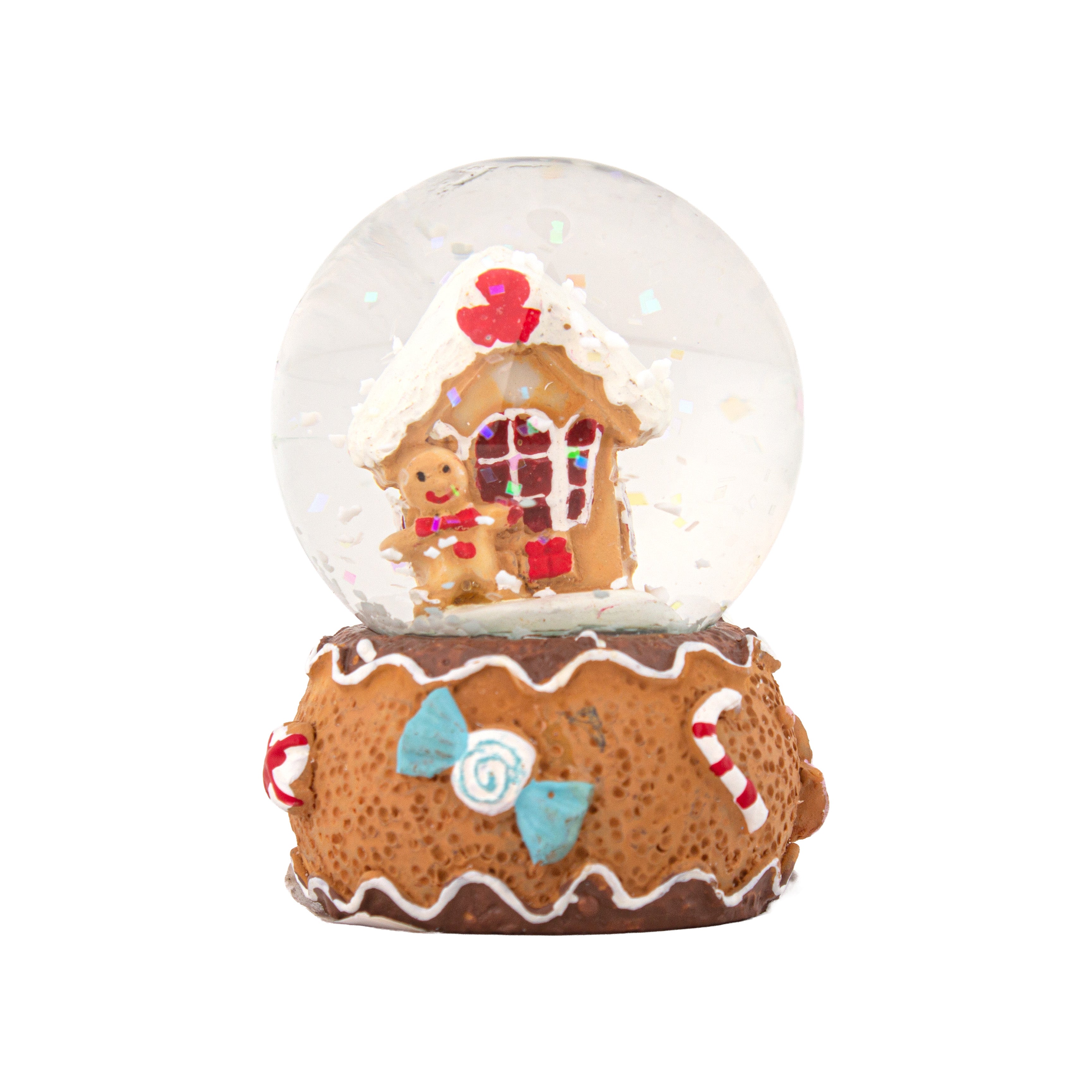 Christmas Decor Water Snow Globe with Base Gingerbread House 45mm 1pc