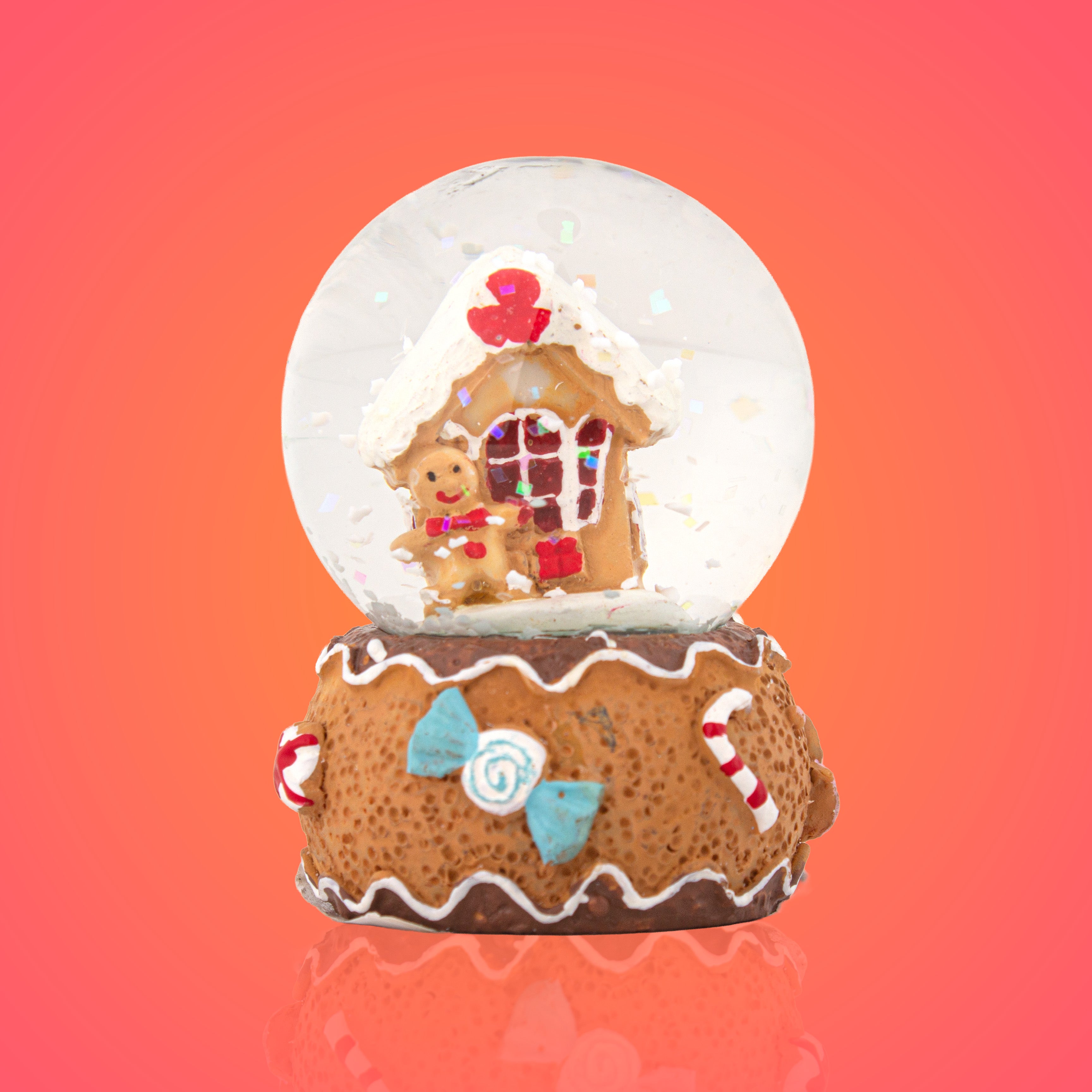 Christmas Decor Water Snow Globe with Base Gingerbread House 45mm 1pc