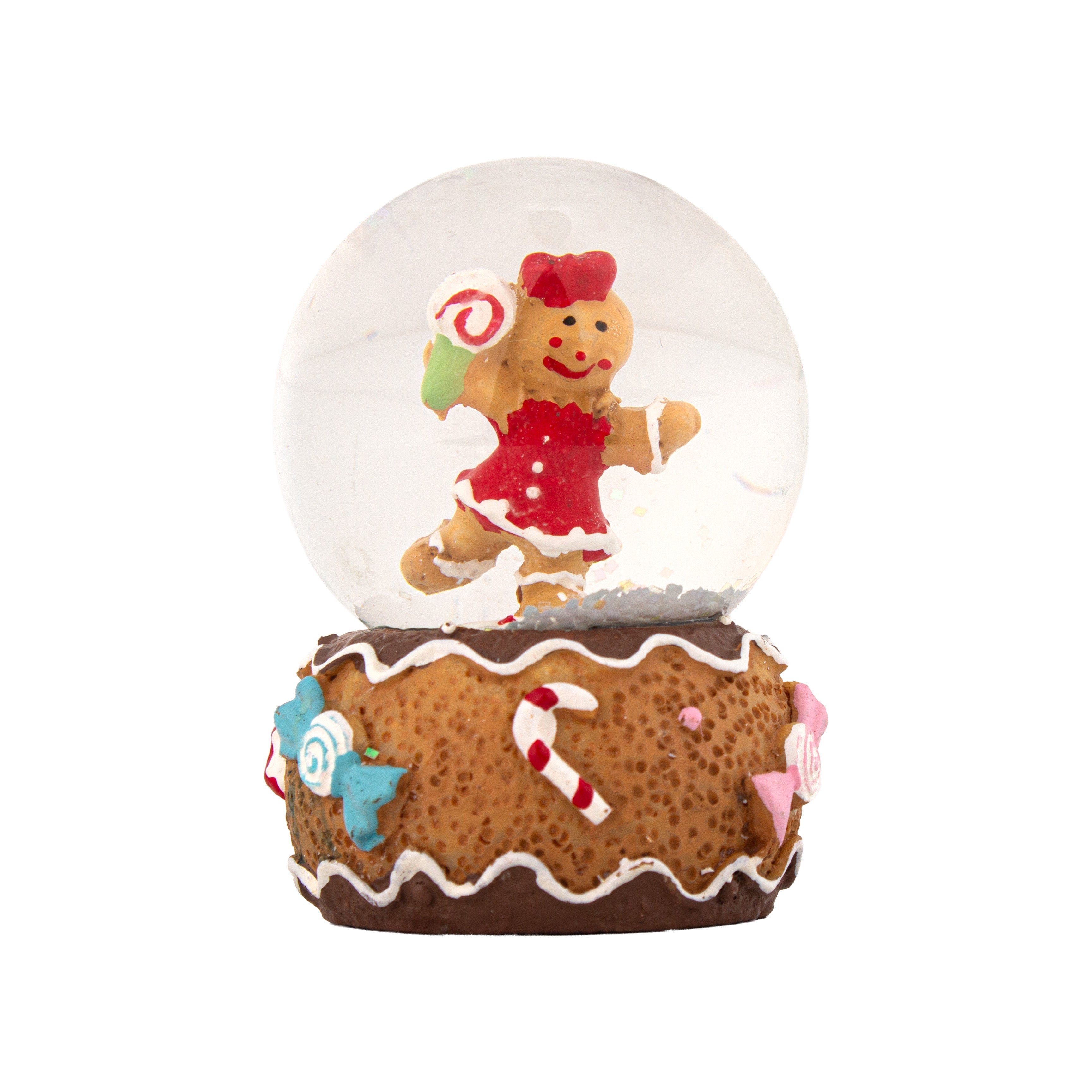 Christmas Decor Water Snow Globe with Base Gingerbread Friends 45mm 1pc