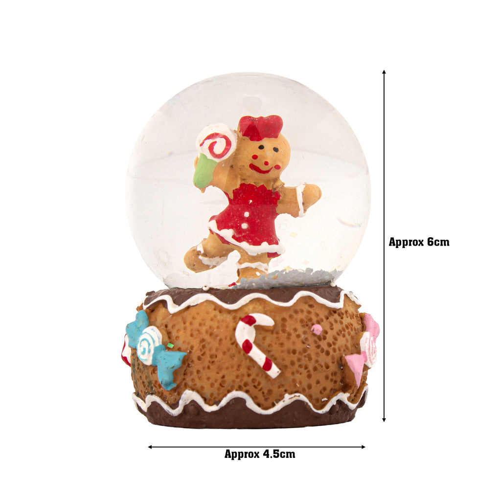 Christmas Decor Water Snow Globe with Base Gingerbread Friends 45mm 1pc