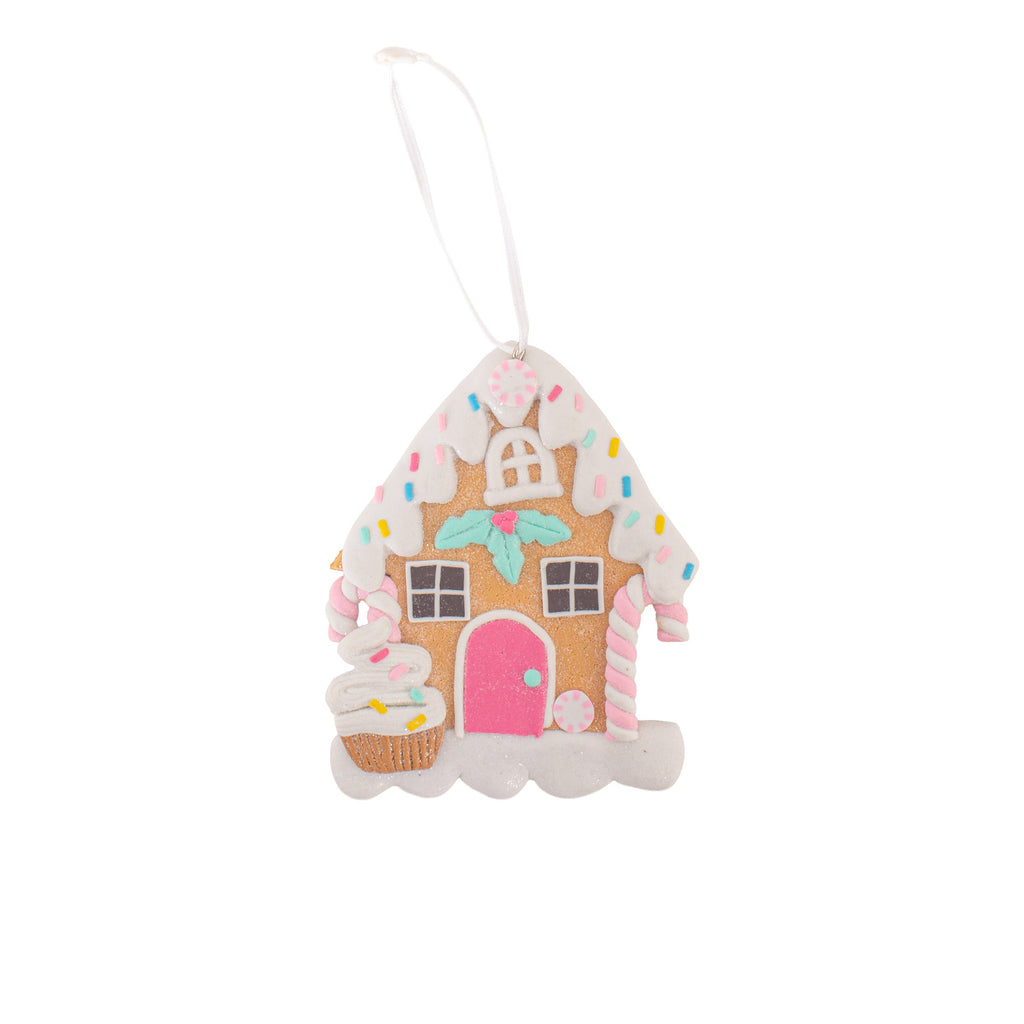 Hanging Gingerbread House Ice Cream & Candy Cane 10cm 1pc