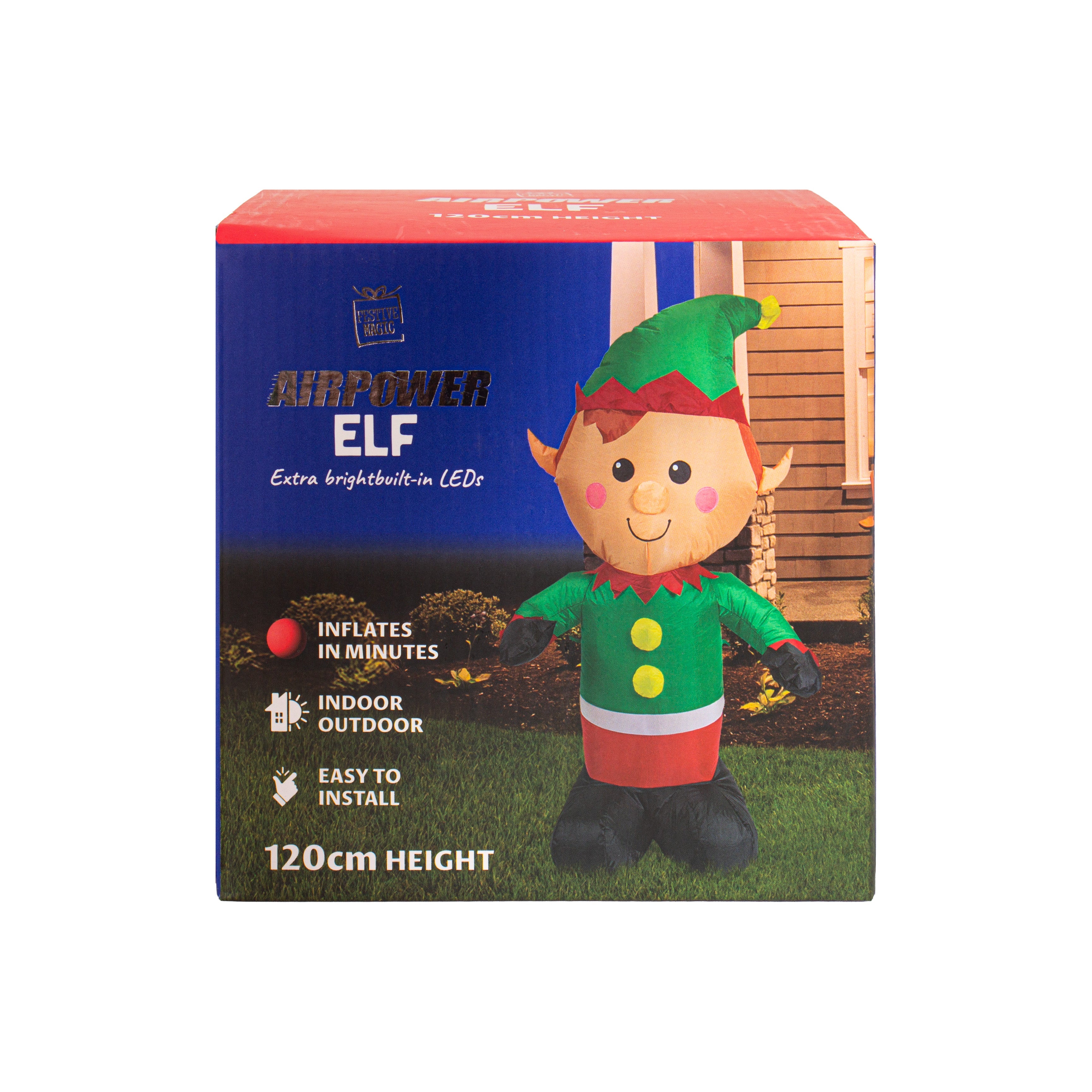 LED - Inflatable Christmas Decoration Electric Air Power Blow Up with Light Elf 120cm 1pc