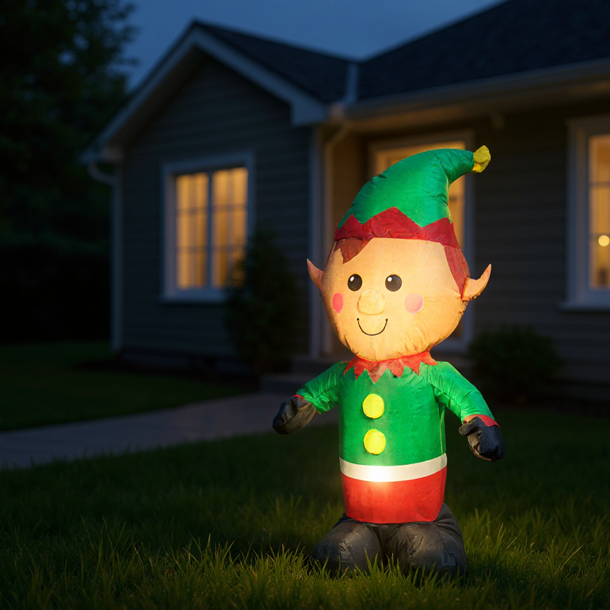 LED - Inflatable Christmas Decoration Electric Air Power Blow Up with Light Elf 120cm 1pc