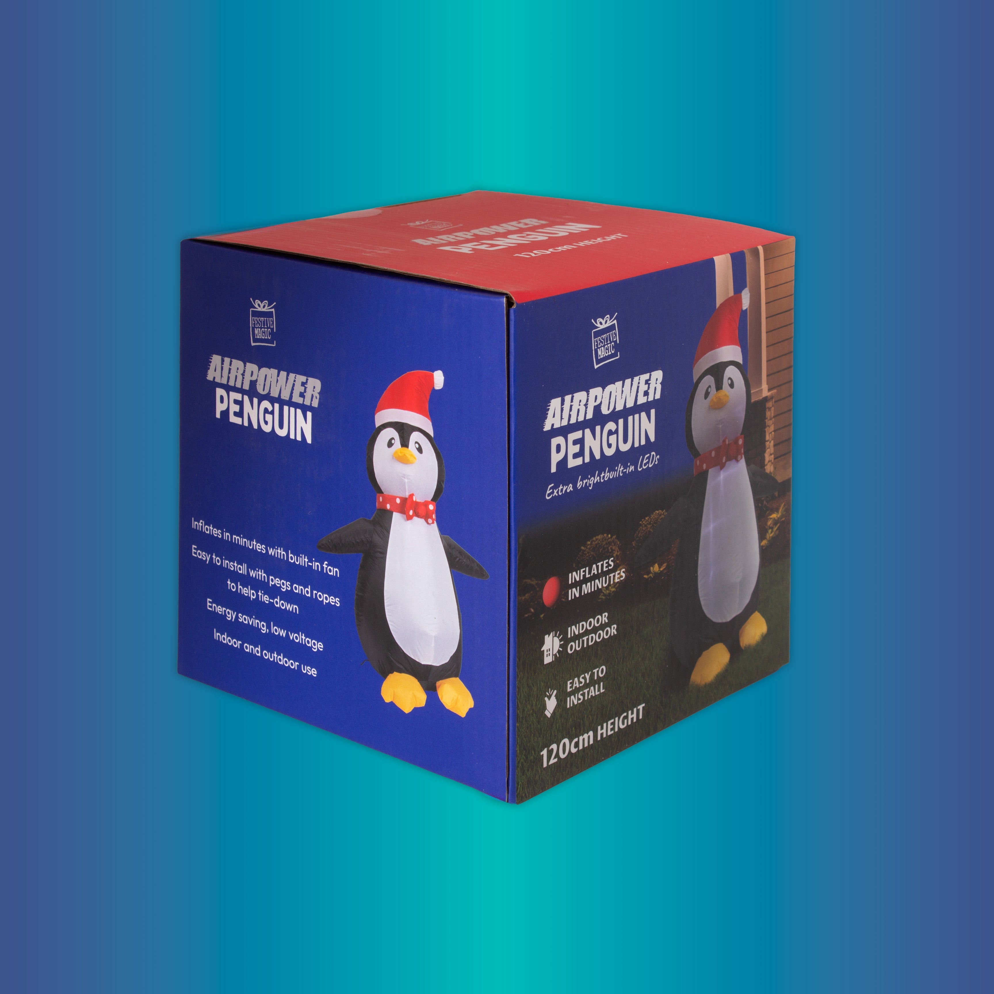 LED - Inflatable Christmas Decoration Electric Air Power Blow Up With Light Penguin 120cm 1pc