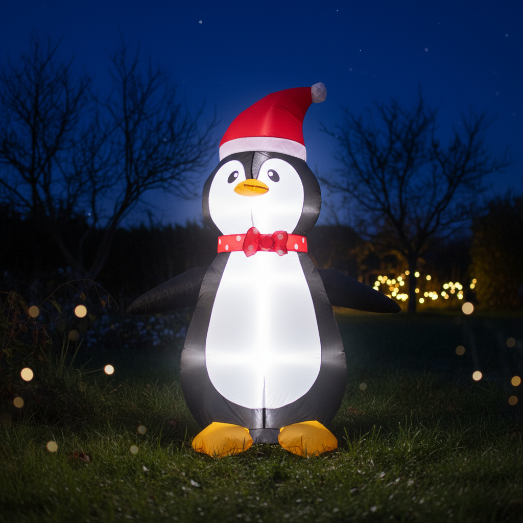 LED - Inflatable Christmas Decoration Electric Air Power Blow Up With Light Penguin 120cm 1pc