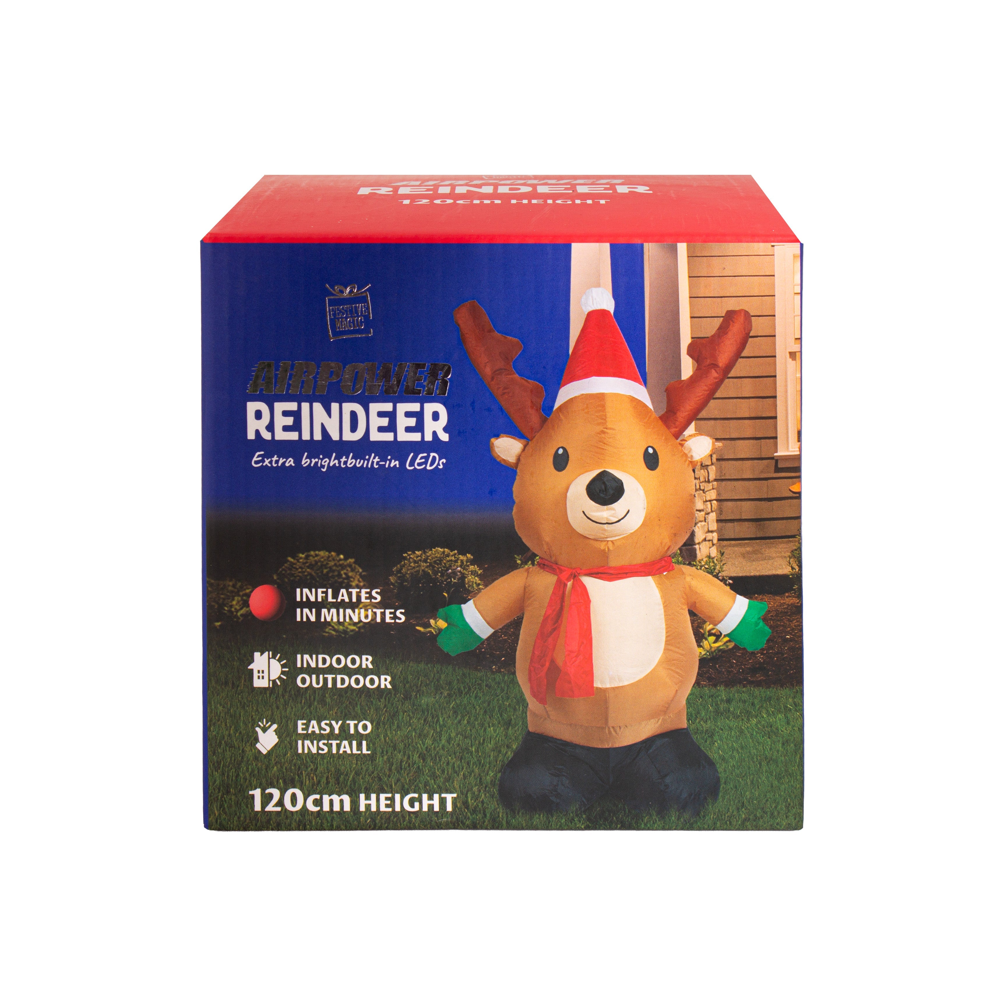 LED - Inflatable Christmas Decoration Electric Air Power Blow Up with Light Reindeer 120cm 1pc