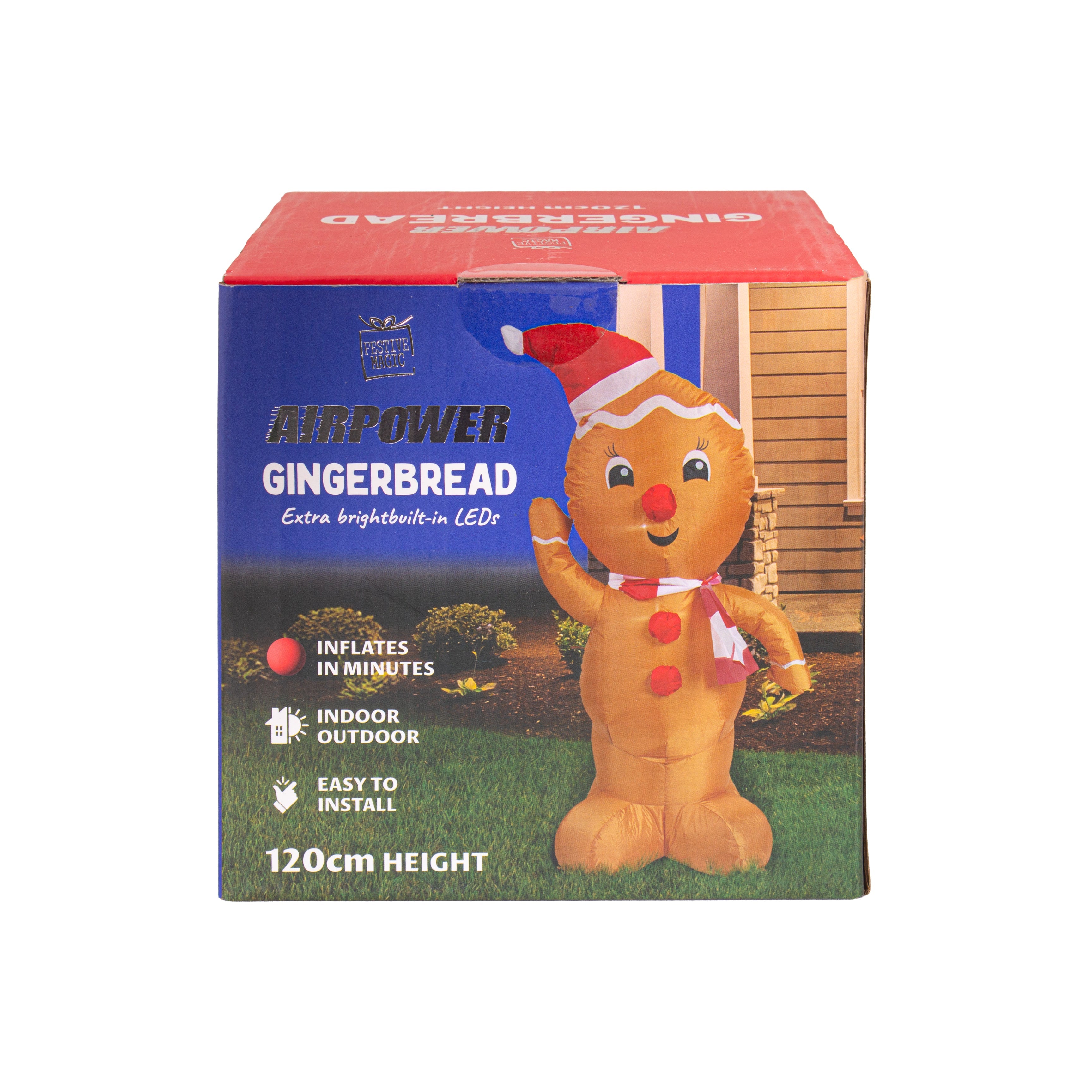 LED - Inflatable Christmas Decoration Electric Air Power Blow Up with Light Gingerbread 120cm 1pc