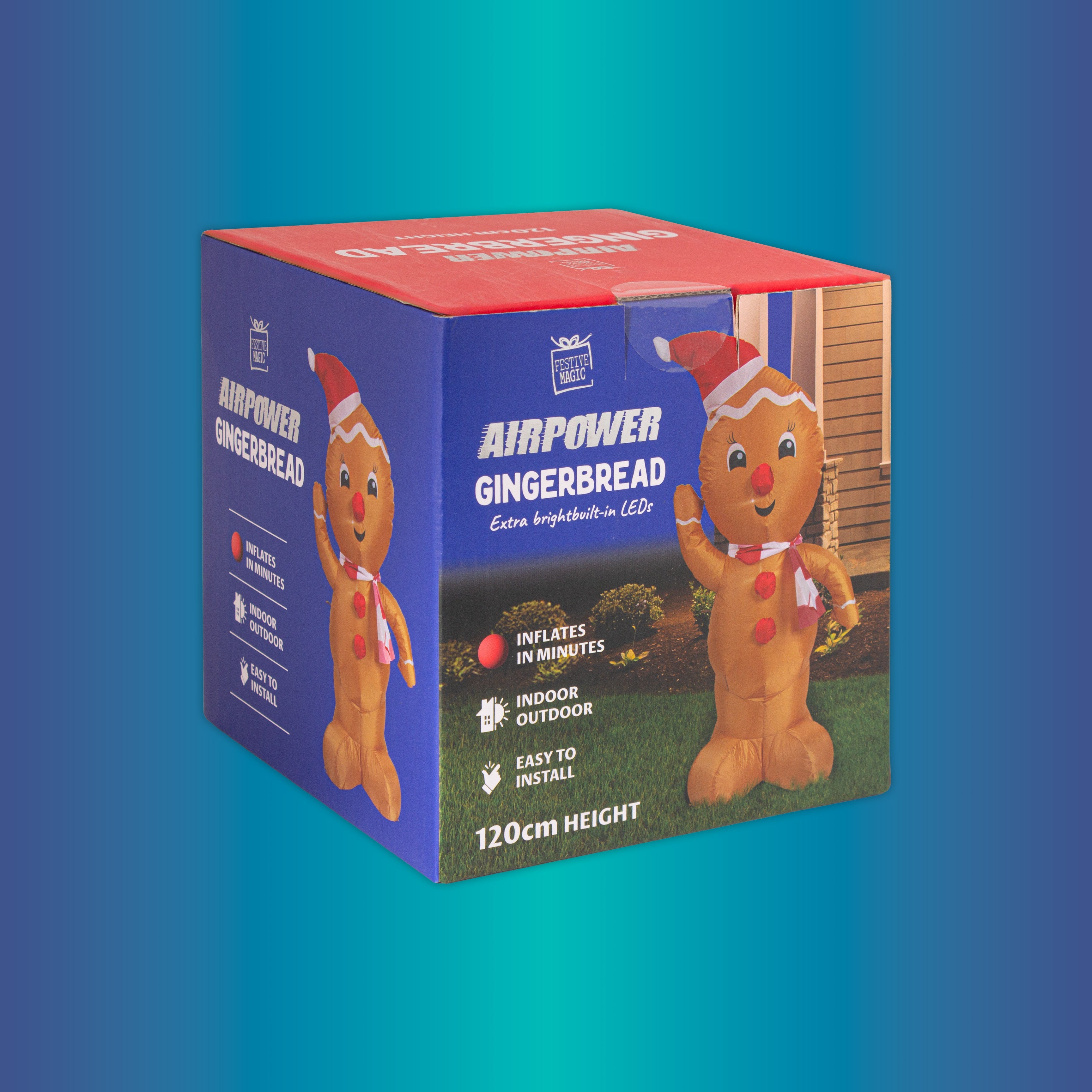 LED - Inflatable Christmas Decoration Electric Air Power Blow Up with Light Gingerbread 120cm 1pc