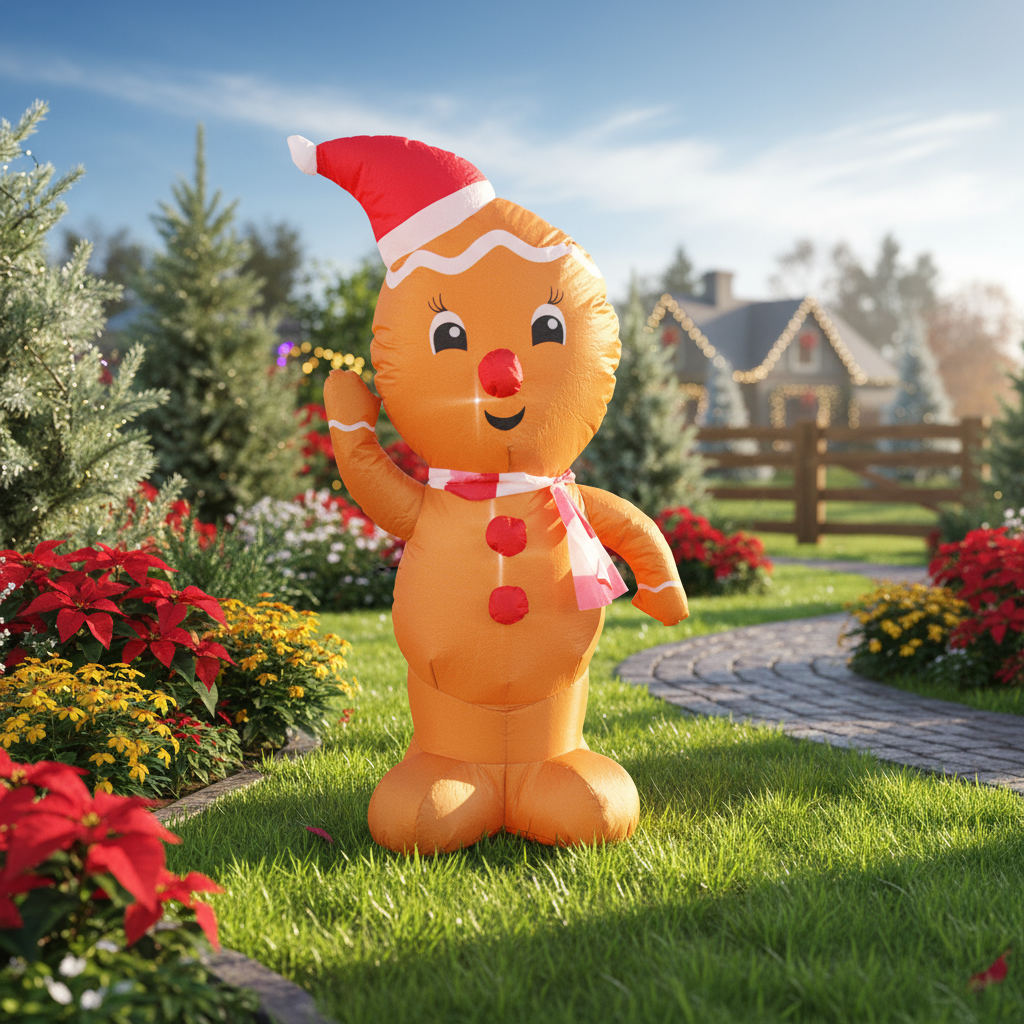 LED - Inflatable Christmas Decoration Electric Air Power Blow Up with Light Gingerbread 120cm 1pc