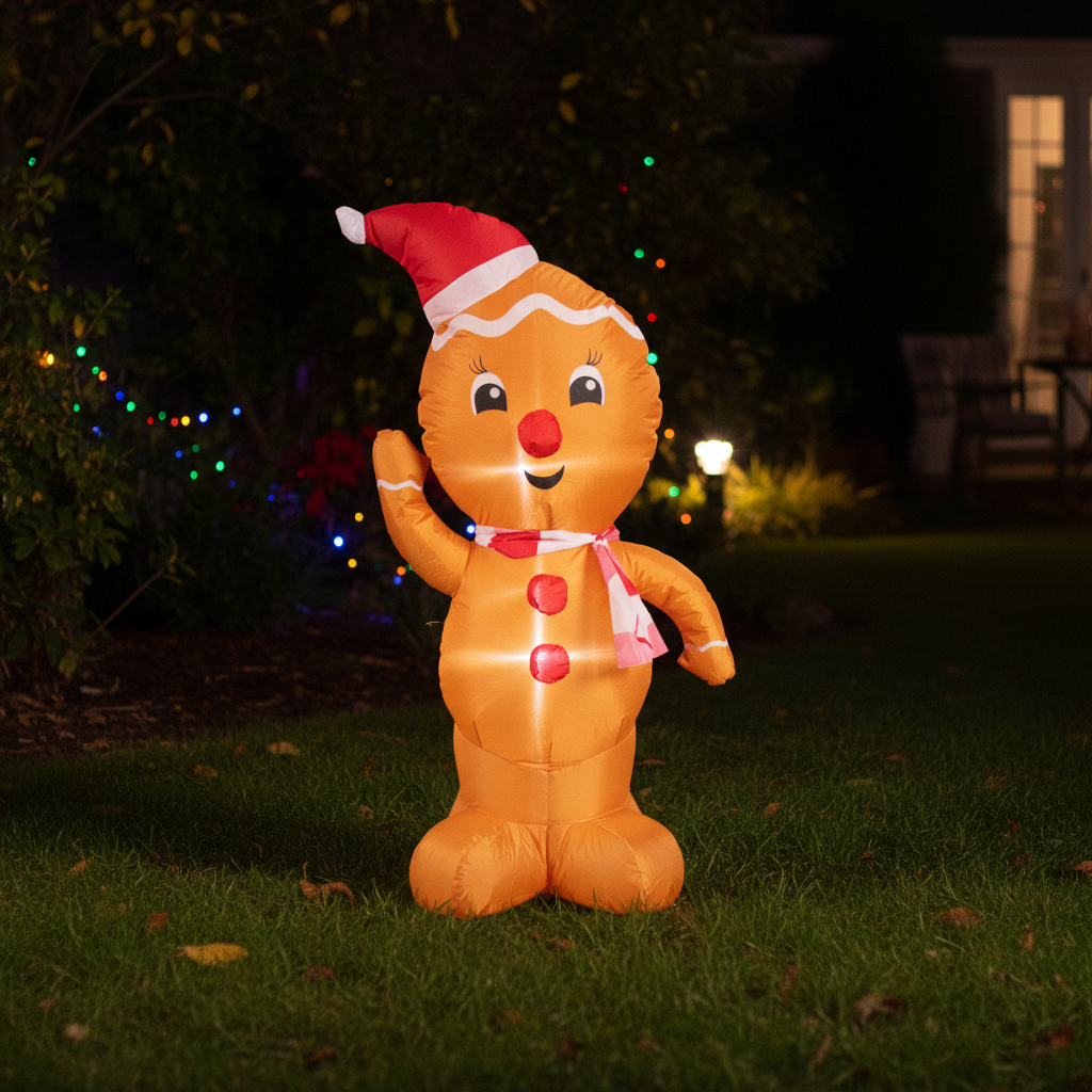 LED - Inflatable Christmas Decoration Electric Air Power Blow Up with Light Gingerbread 120cm 1pc