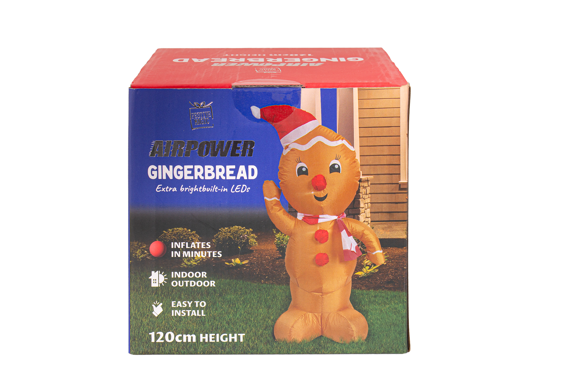 LED - Inflatable Christmas Decoration Electric Air Power Blow Up with Light Gingerbread 120cm 1pc