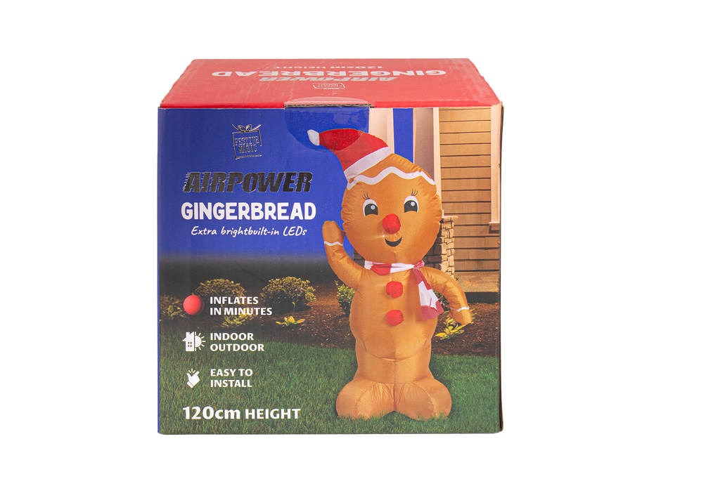 LED - Inflatable Christmas Decoration Electric Air Power Blow Up with Light Gingerbread 120cm 1pc