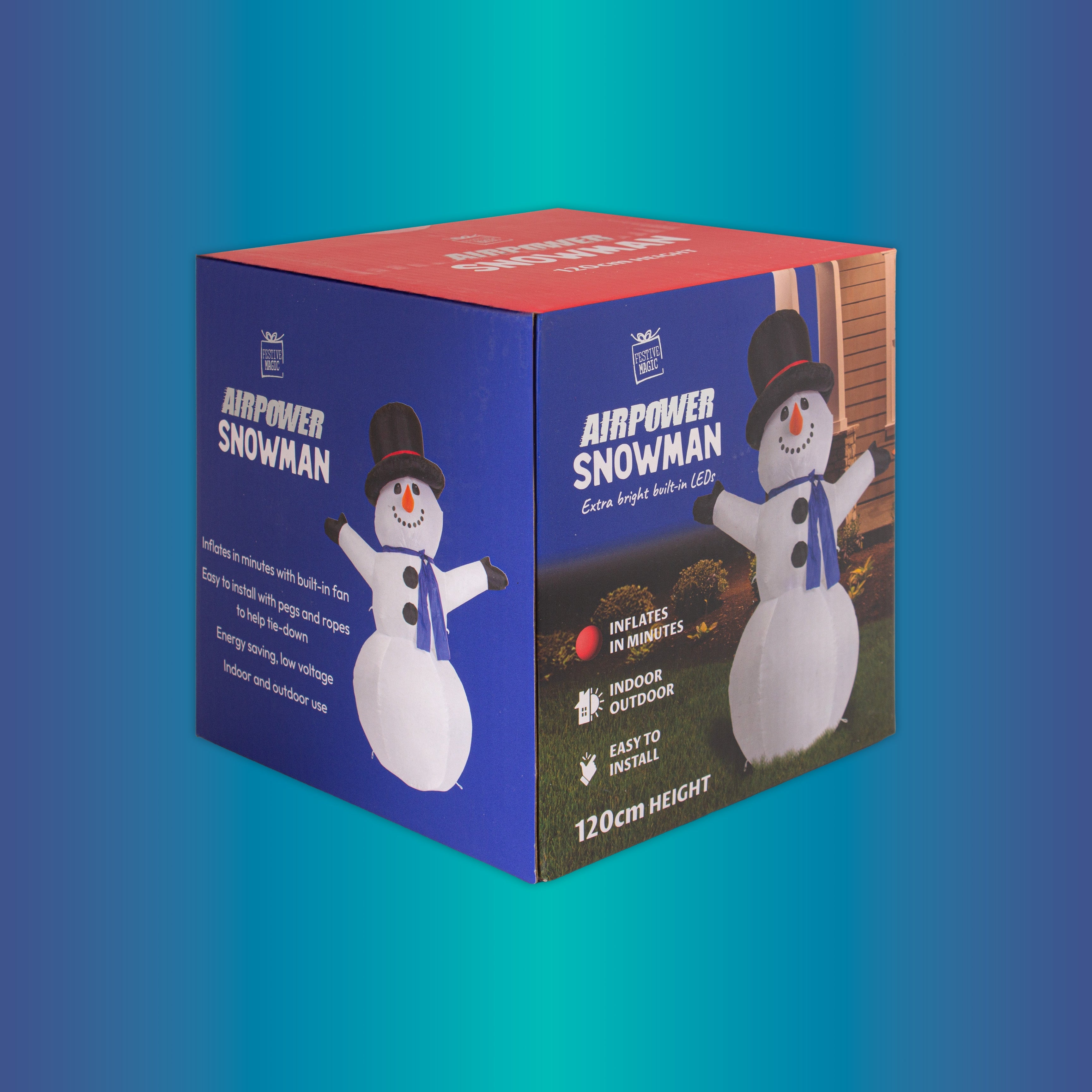 LED - Inflatable Christmas Decoration Electric Air Power Blow Up with Light Snowman 120cm 1pc