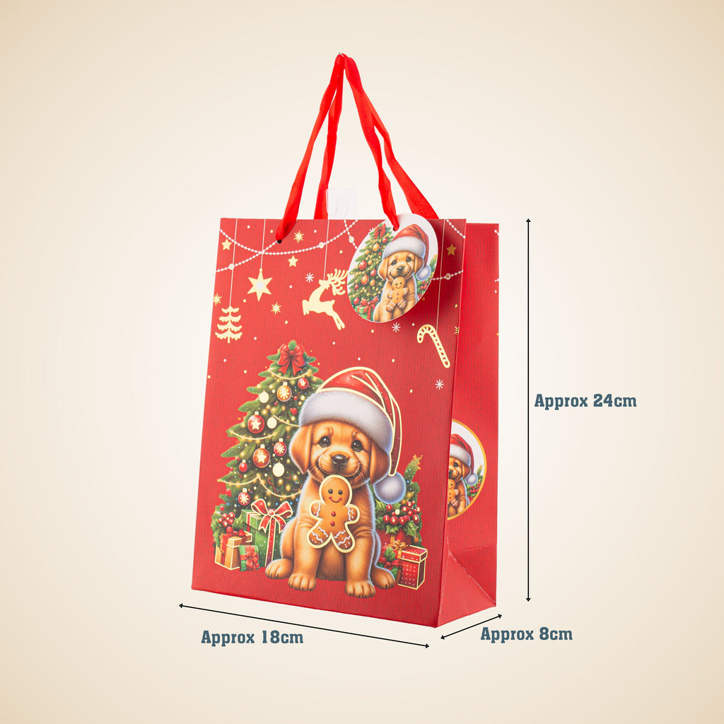 Festive Gift Bag With Foil Detailing Pawsome Christmas 18 X 8 X 24cm 1pc