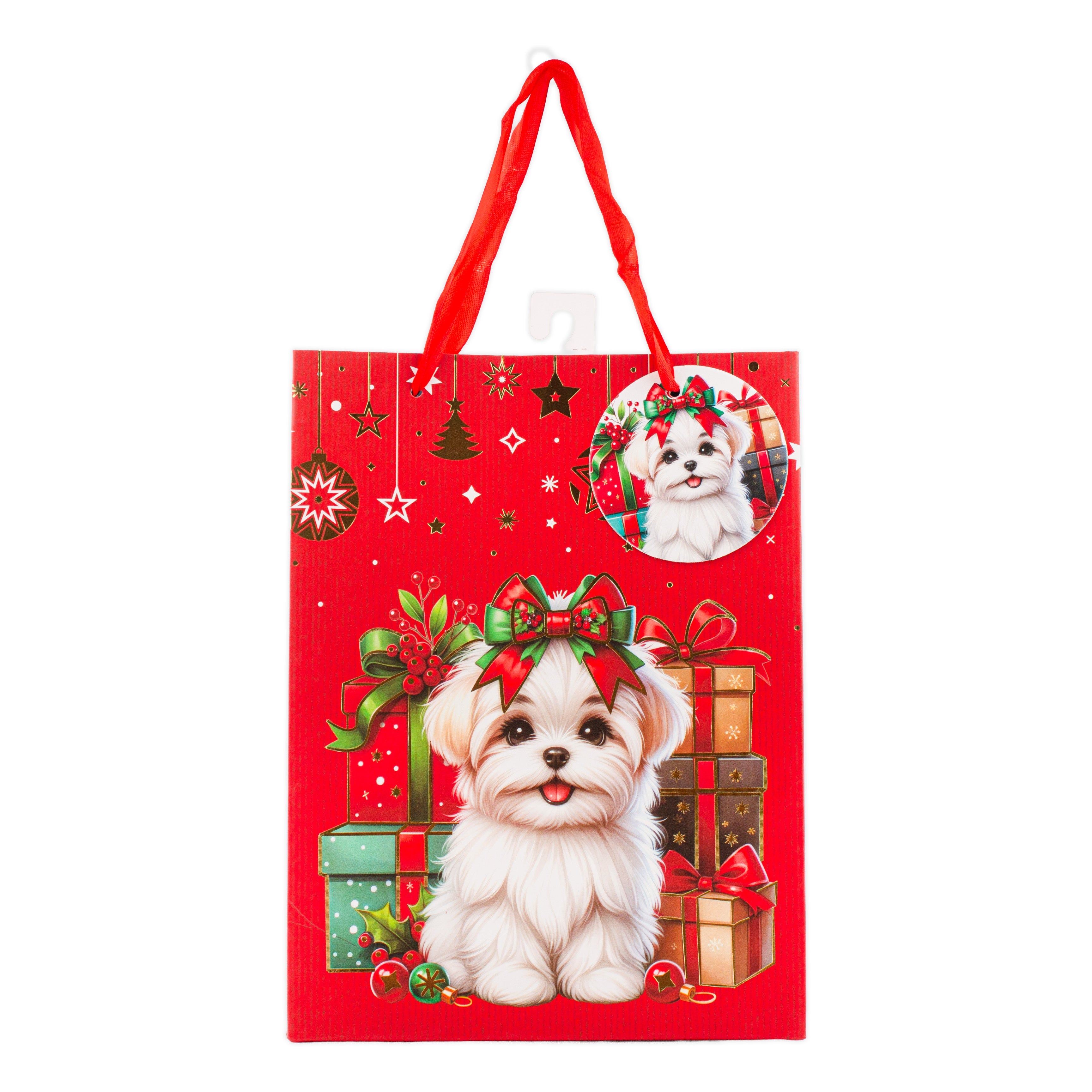 Festive Gift Bag With Foil Detailing Paw-fect Holidays 18 X 8 X 24cm 1pc