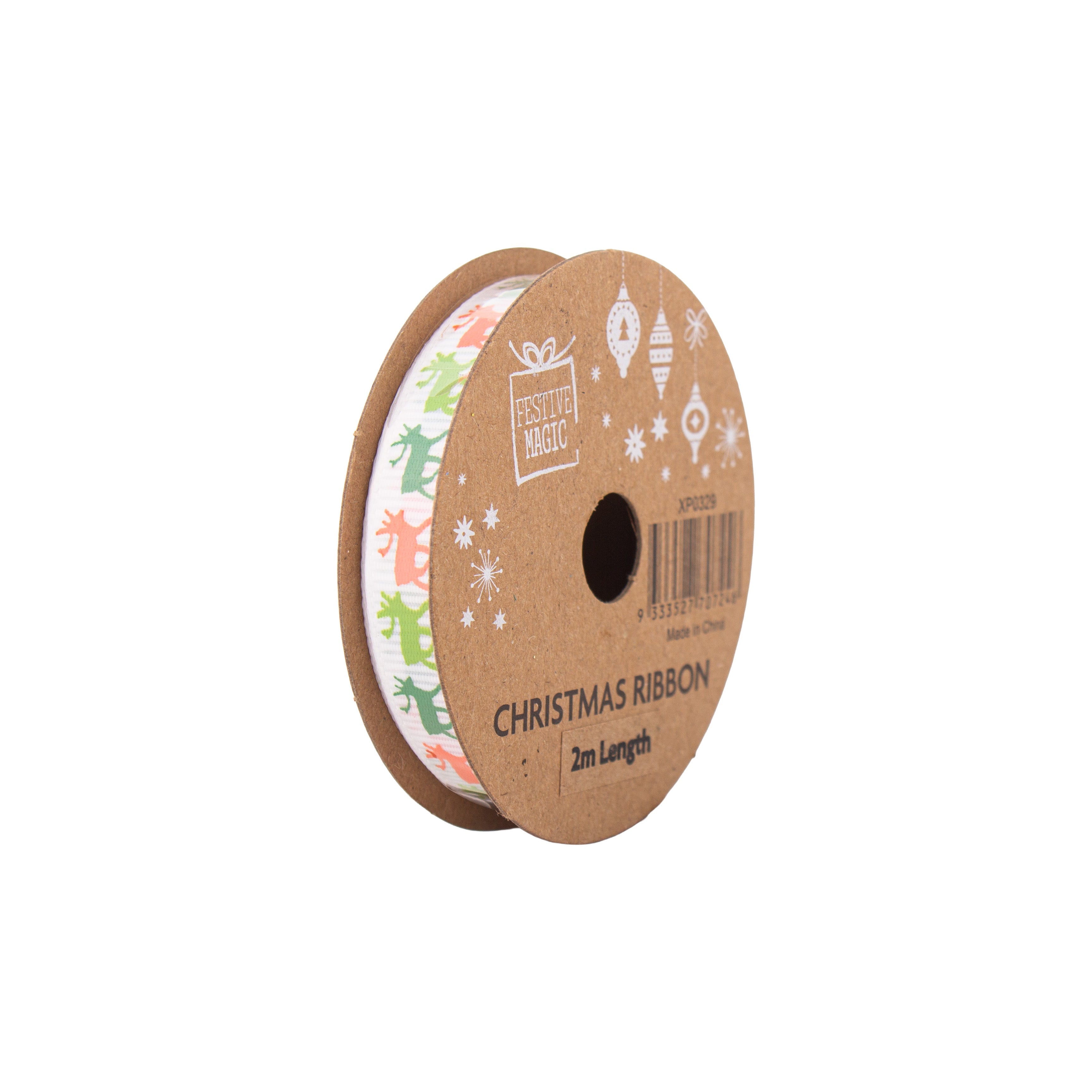 Christmas Ribbon Assorted 10mm X 2m 1 Roll