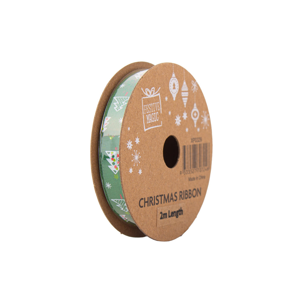 Christmas Ribbon Festive Cheer 10mm X 2m 4 Roll