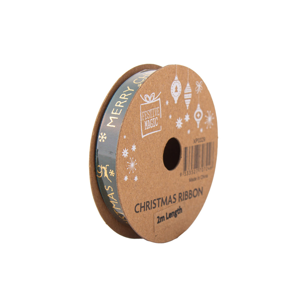 Christmas Ribbon Festive Cheer 10mm X 2m 4 Roll