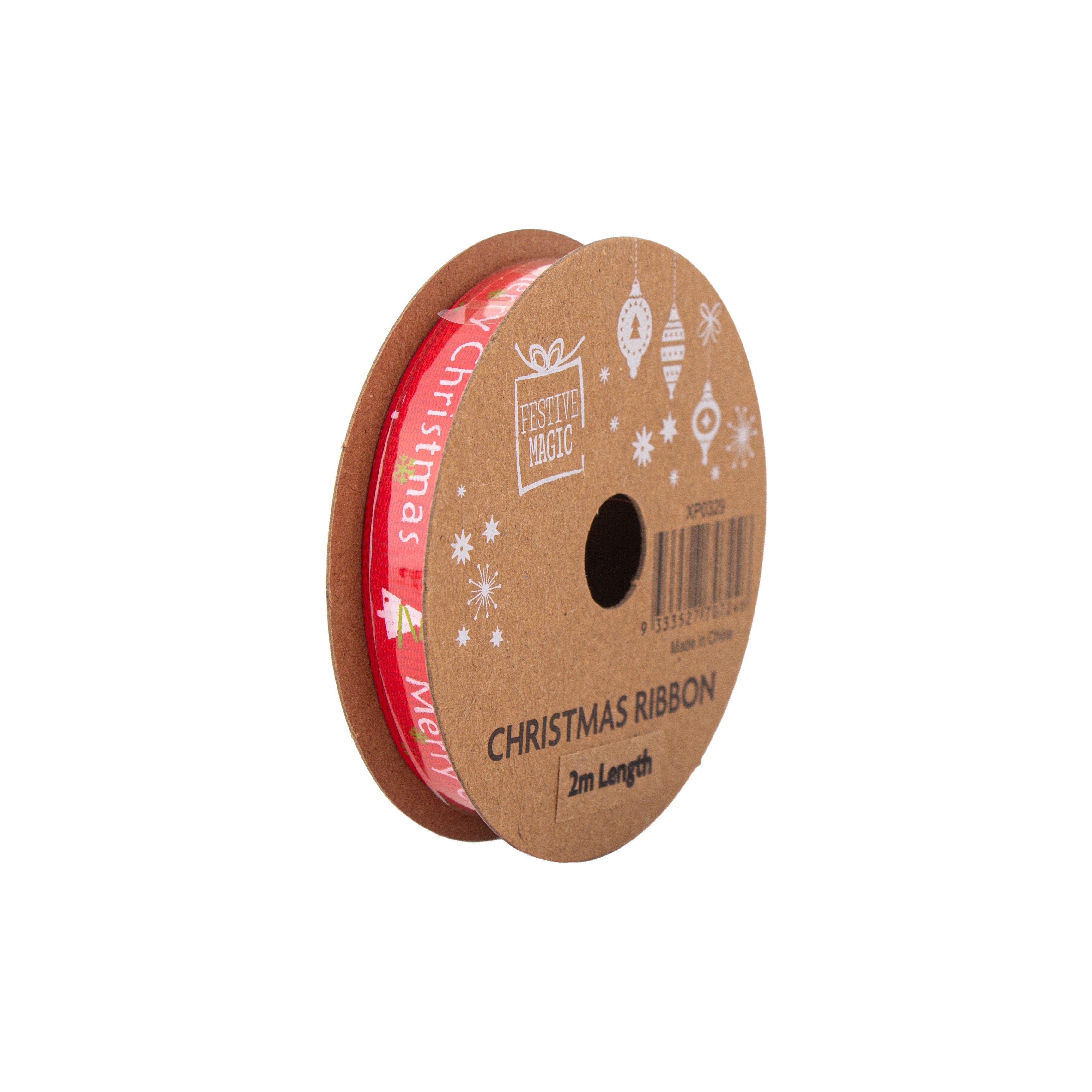 Christmas Ribbon Festive Celebration 10mm X 2m 4 Roll