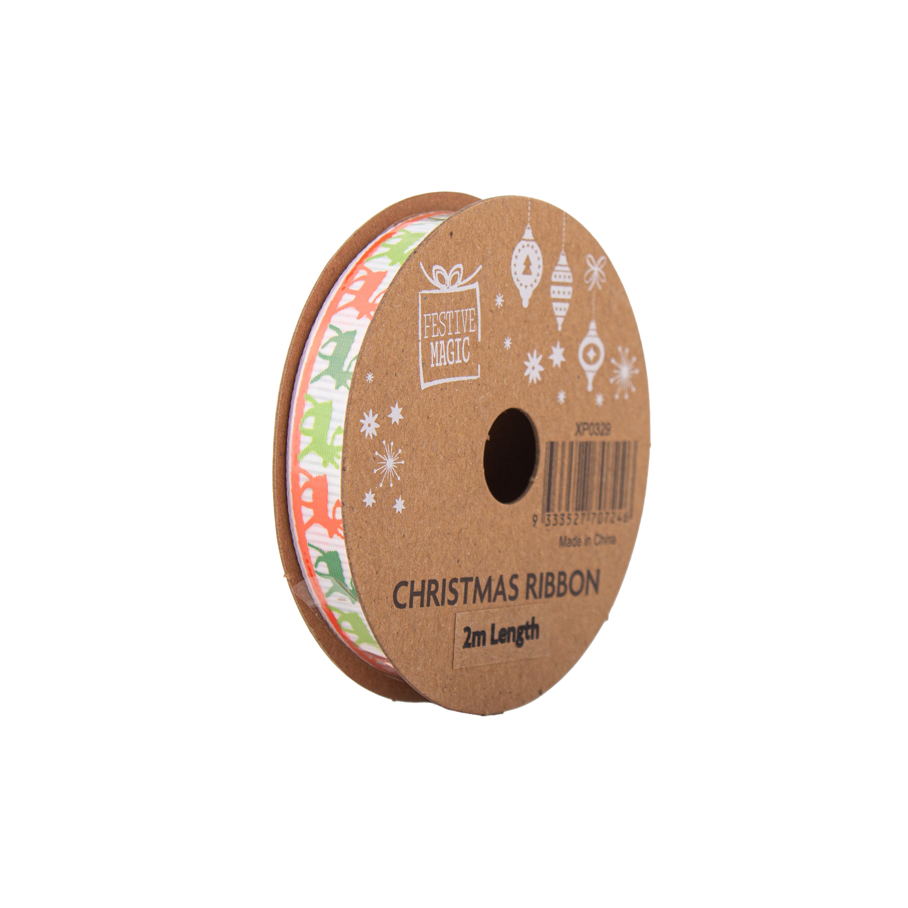 Christmas Ribbon Joyful Celebration 10mm X 2m 4 Roll