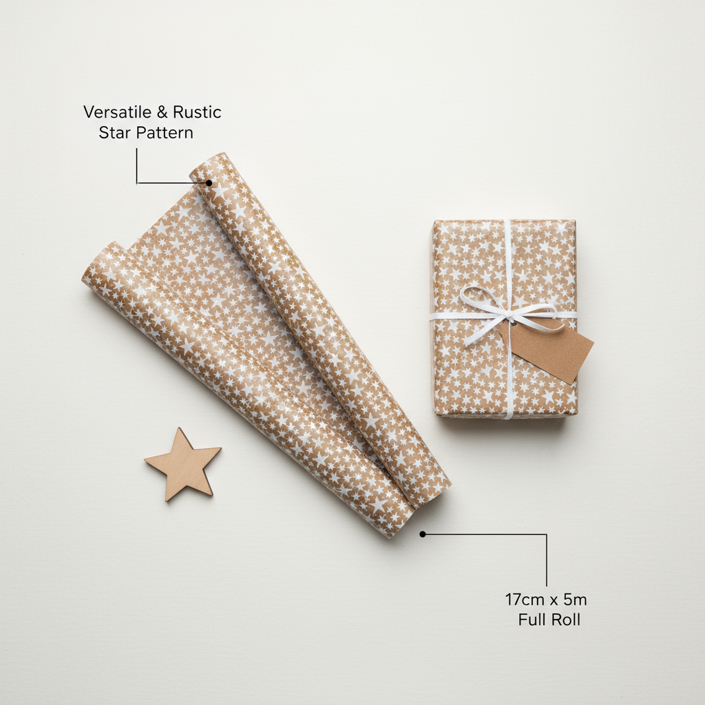 Christmas Gift Wrapping Paper Stars 70cm X 5m 1pc Roll